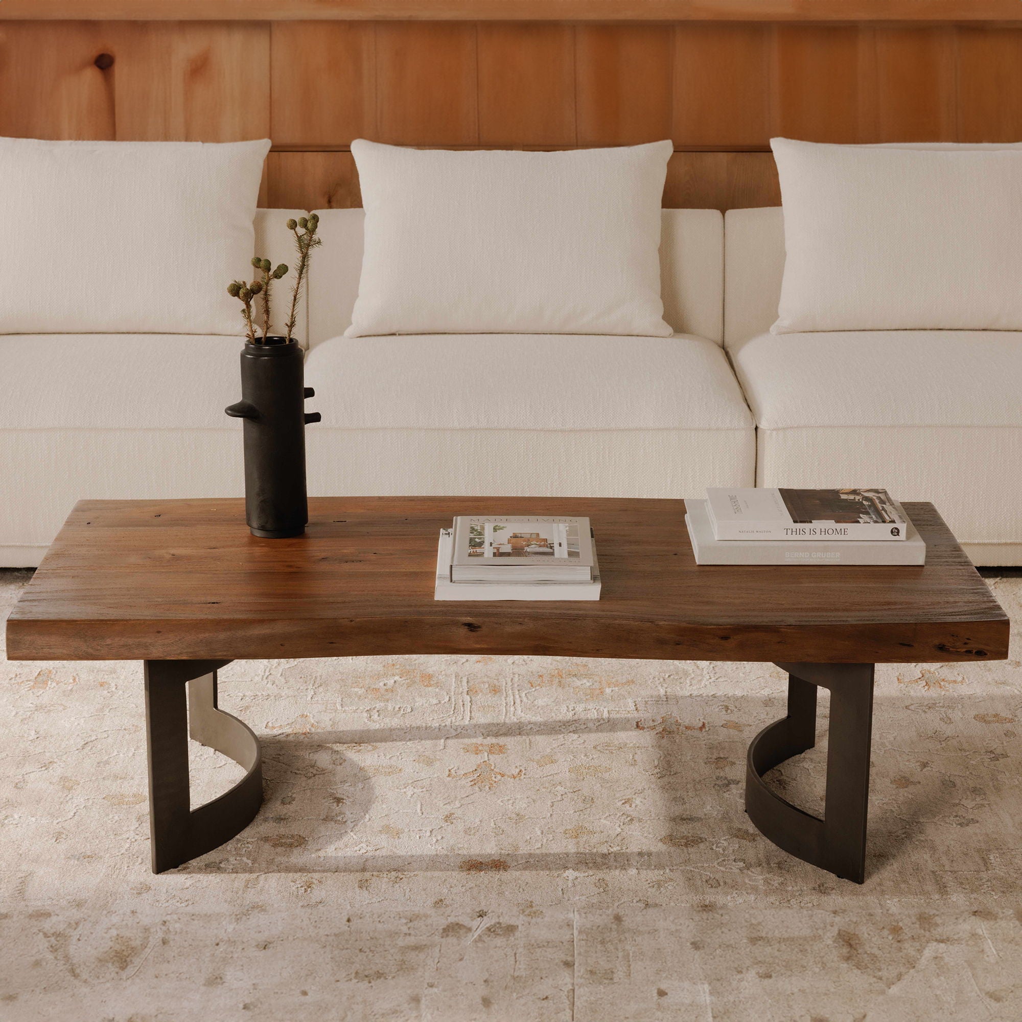 Modern Bent Coffee Table - Natural Wood Finish for Living Room, Lounge & Office - Stylish & Durable Home Decor