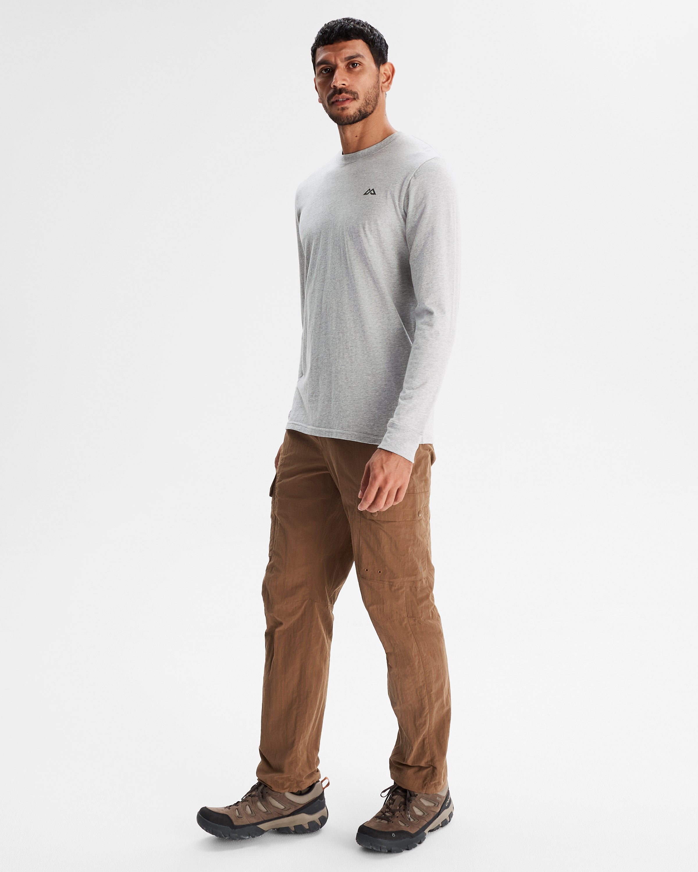 Organic Cotton Men's Long Sleeve T-Shirt - Light Grey Marle - Comfortable & Eco-Friendly Casual Wear for Everyday Use