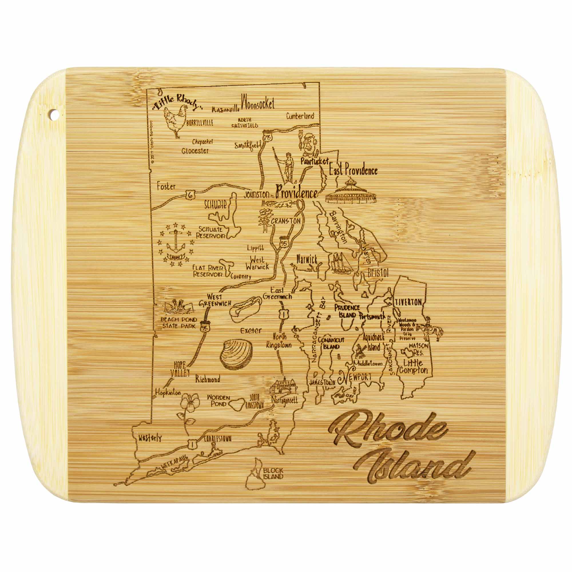Premium Rhode Island Themed Wooden Cutting Board - 11