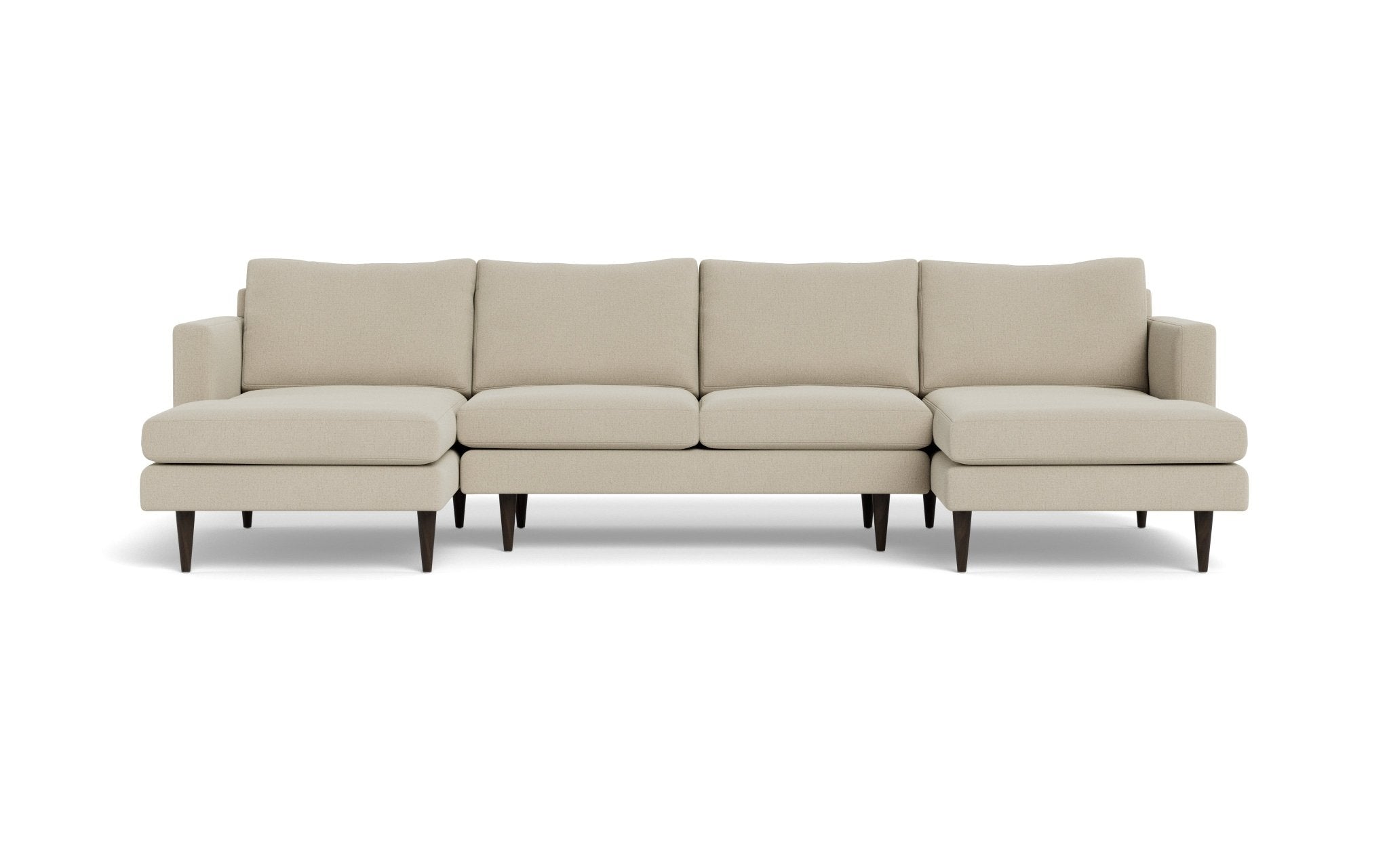 Wallace 126 Modern U-Shaped Sectional Sofa - Untufted Double Chaise Lounge for Living Room, Family Room & Home Theater - Comfortable Contemporary L-Shaped Couch with Chaise