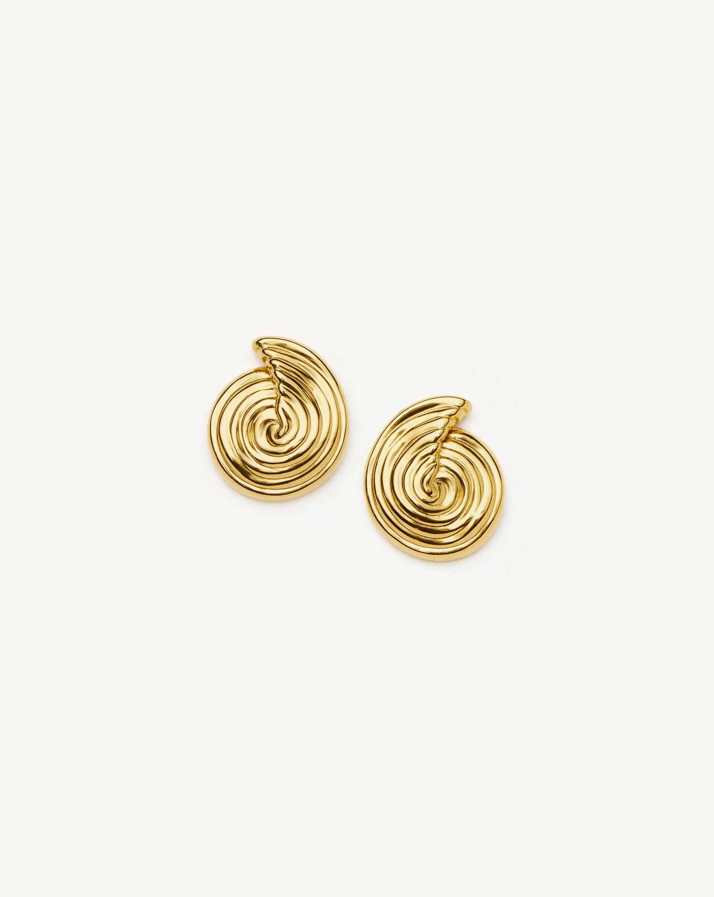18k Gold Plated Spiral Small Stud Earrings for Women - Minimalist Elegant Jewelry for Everyday Wear, Date Night & Gift Giving
