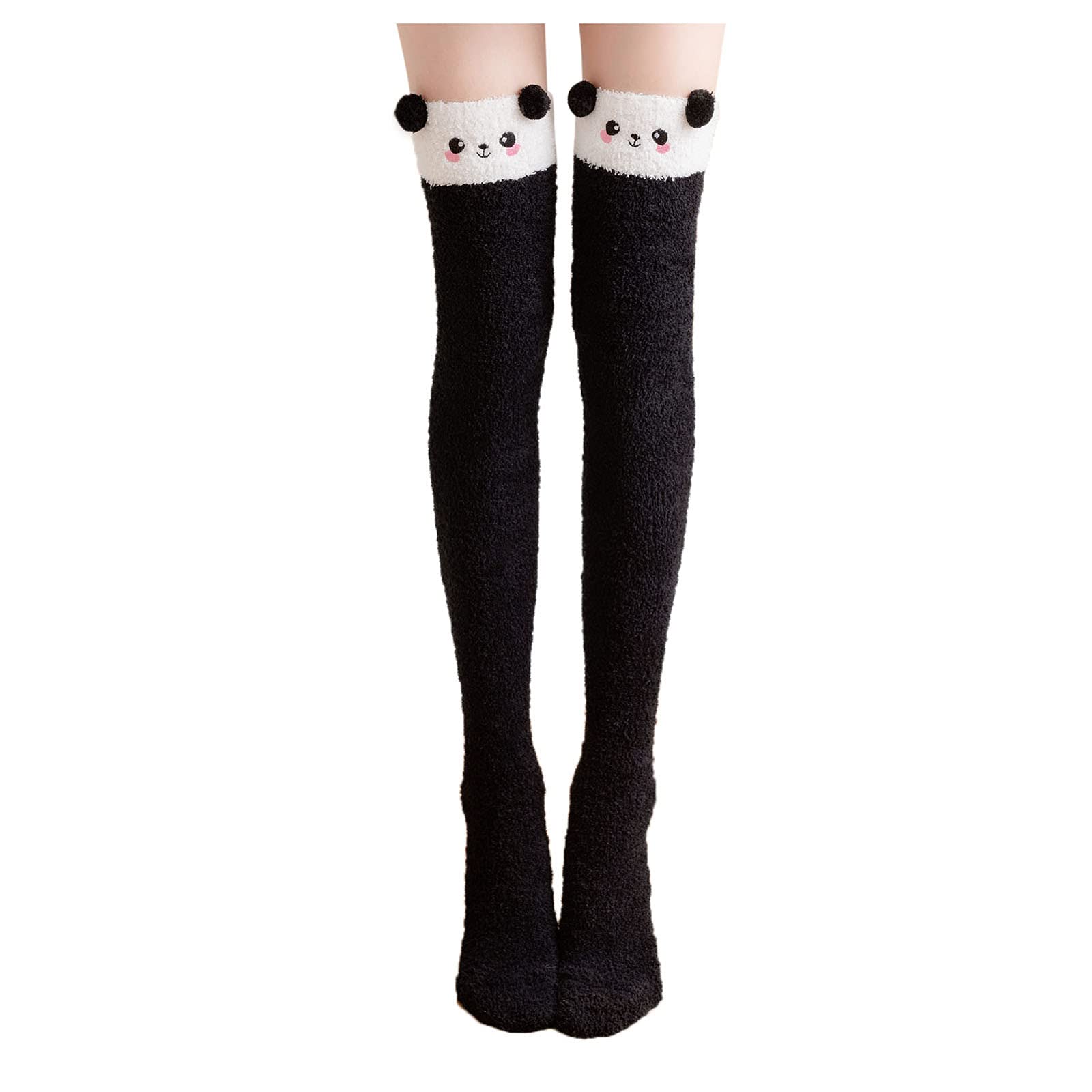 Cartoon Knee High Warm Socks for Women - Fuzzy Winter Thigh High Leg Warmers - Perfect for Home, Office & Cold Weather Comfort