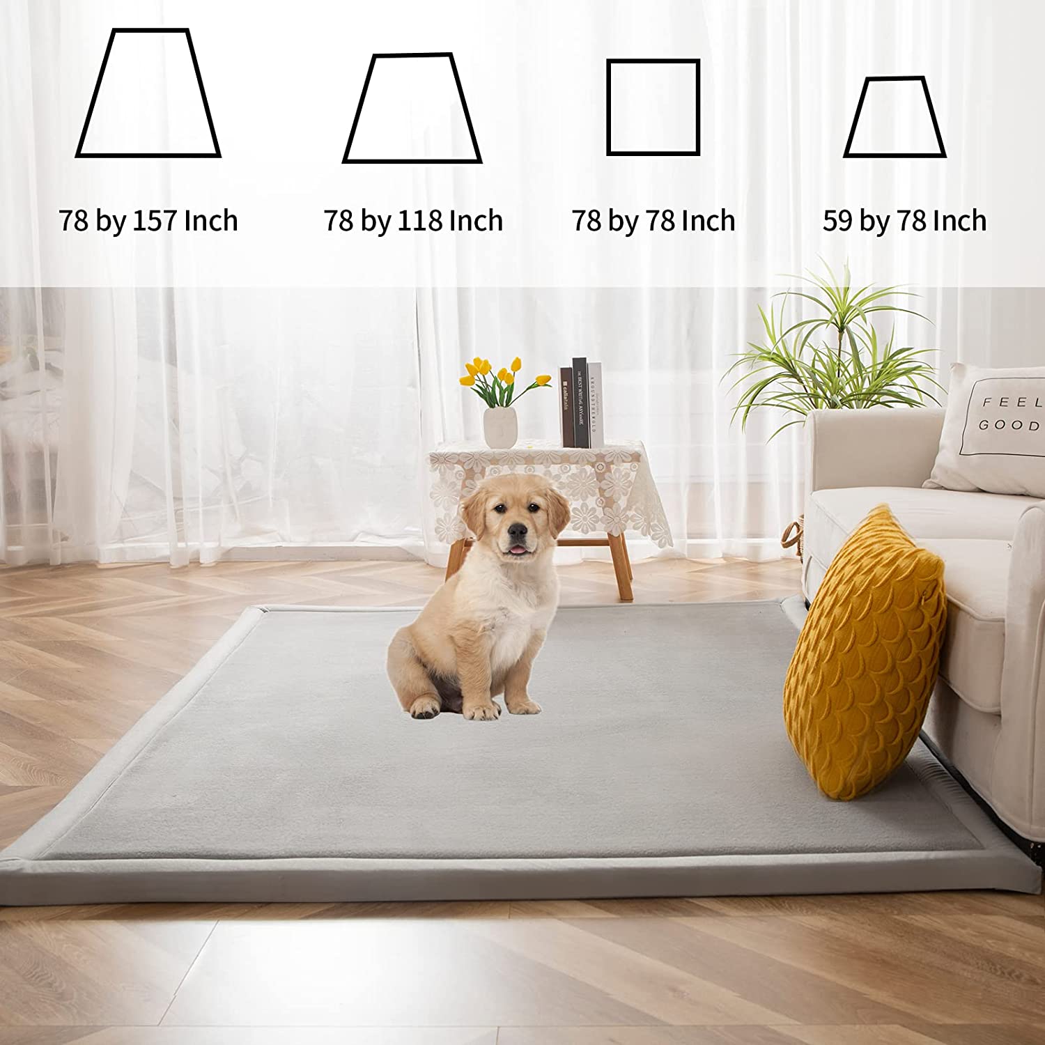 MAXYOYO Baby Play Mat - Soft Coral Velvet Thick Non-Slip Area Rug, Japanese Tatami Style Floor Mat for Nursery, Kids Room & Playtime (Grey)