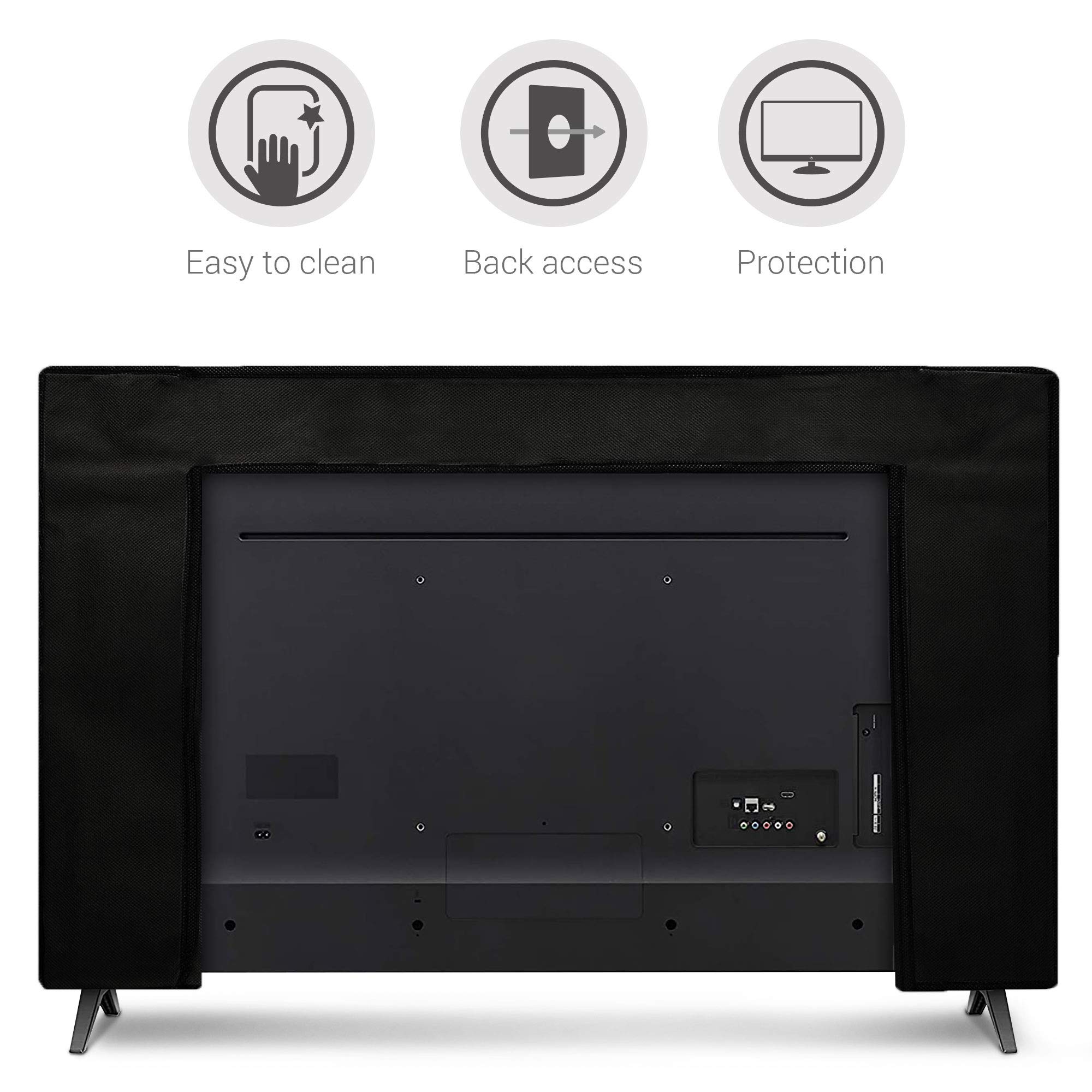 kwmobile 65 Inch TV Dust Cover - Black Fabric Screen Protector for Indoor Flat Screen TVs | Perfect for Living Room, Bedroom & Home Theater Protection
