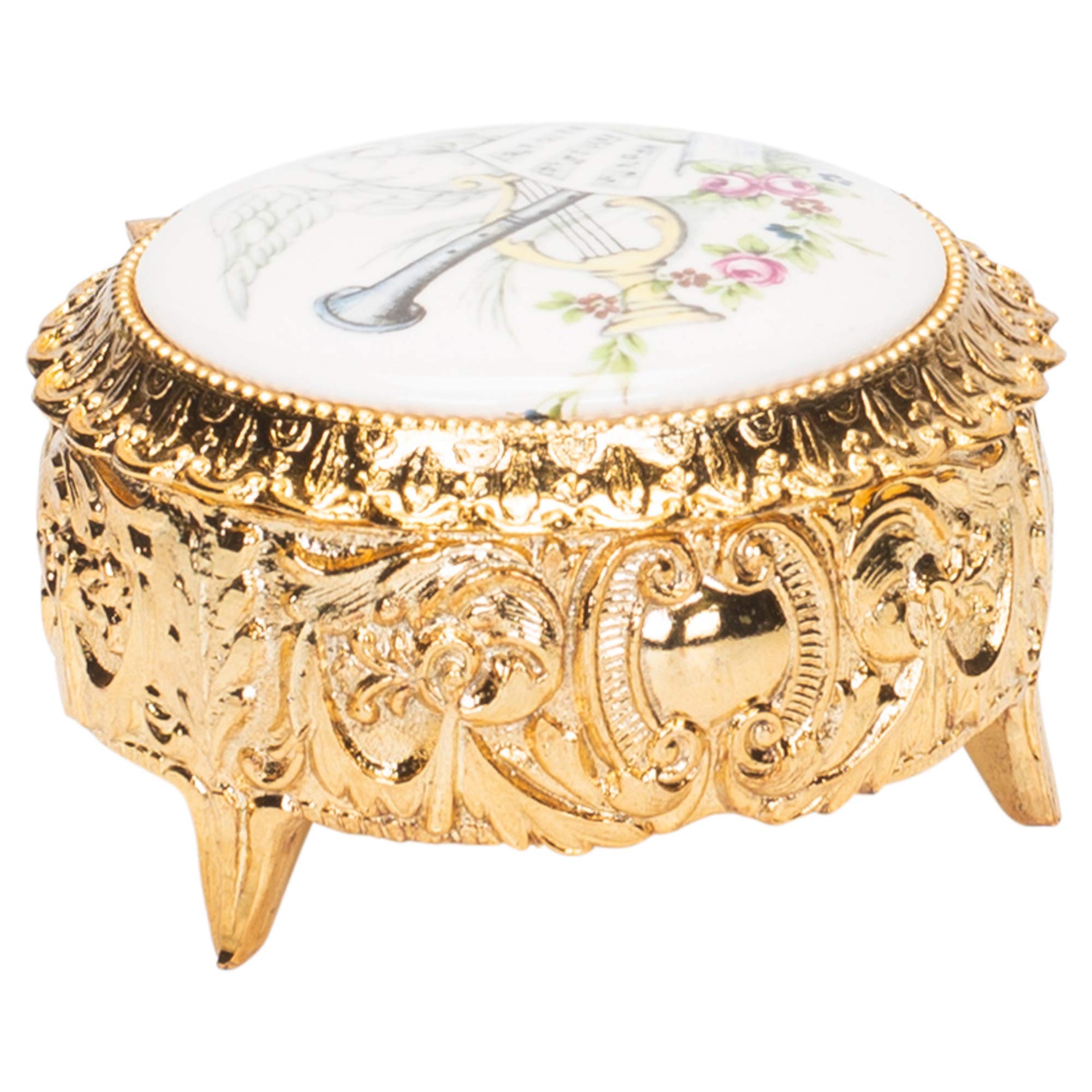 Exquisite Round Ceramic Music Box & Jewelry Box with Hand-Painted Instruments Playing 'Somewhere Out There' Theme - Perfect Gift for Anniversaries, Weddings & Home Decor