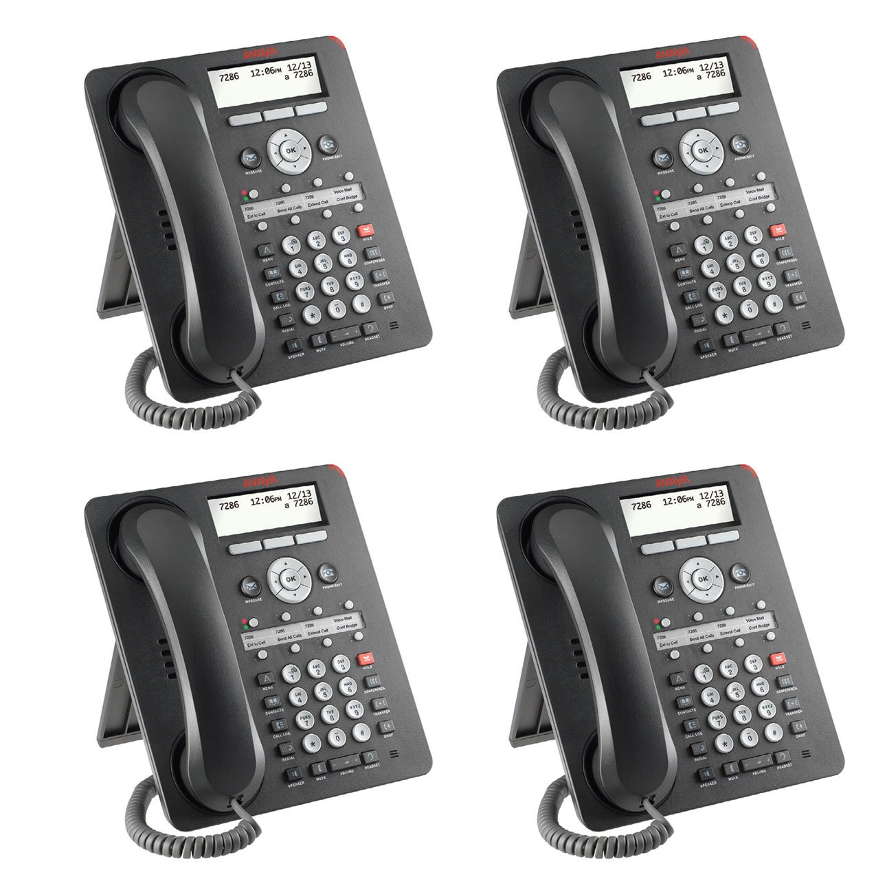 AVAYA 1608-I ICON IP Phone 4-Pack - Business VoIP Desk Phone with HD Audio, Call Forwarding & 4-Line Display - Ideal for Office, Call Center & Remote Work (700510907)
