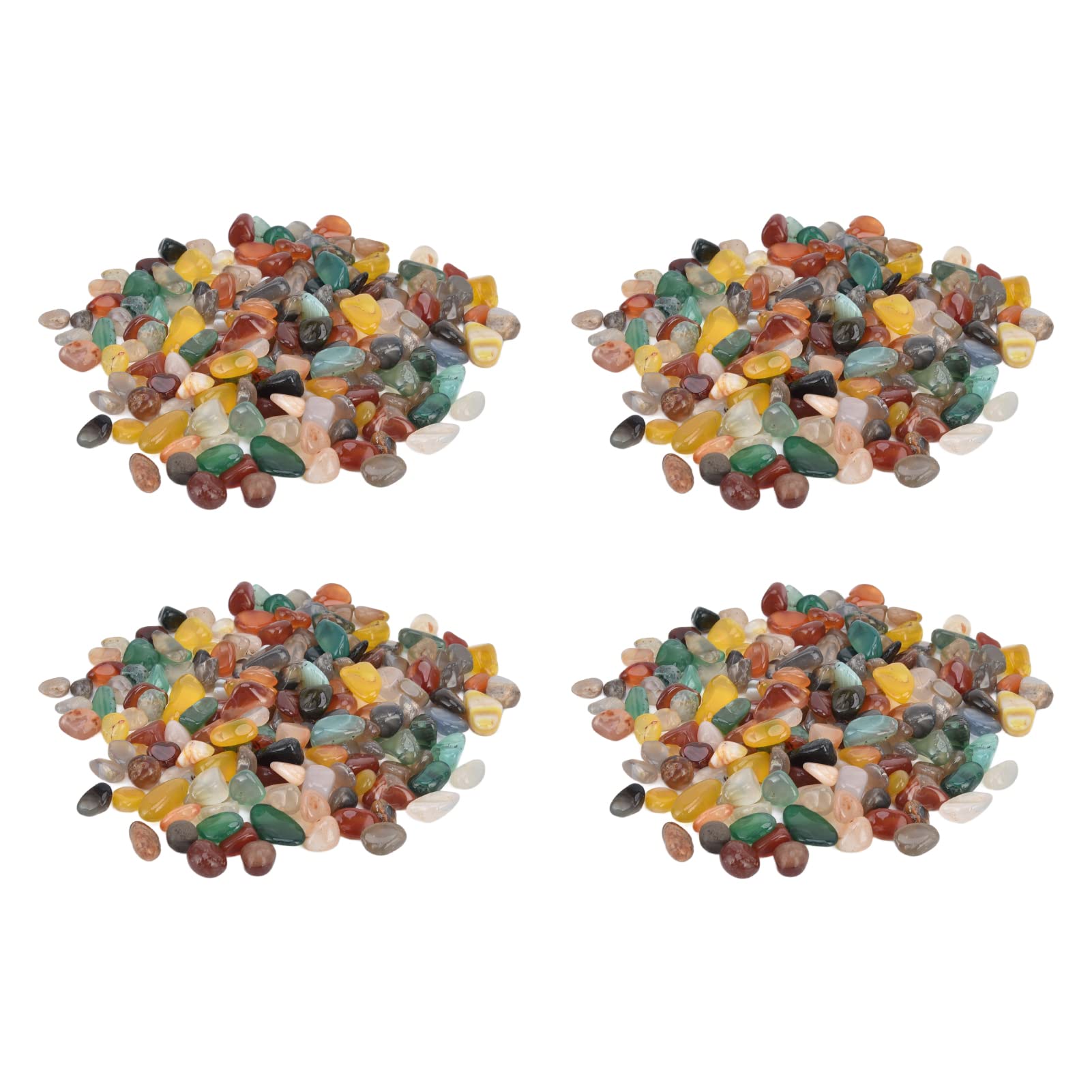 FECAMOS Assorted Tumbled Chips Stones - 4 Pack Natural River Rocks for Aquarium, Fish Tank, Potted Plants & Garden Decor - Prevents Algae Growth, Colorfast Decorative Pebbles for Landscaping & Home Improvement Projects