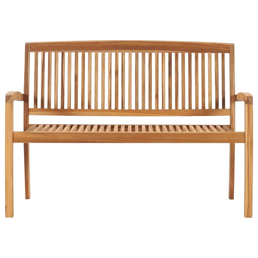 vidaXL Solid Teak Wood Stacking Patio Bench with Cushion - 50.6