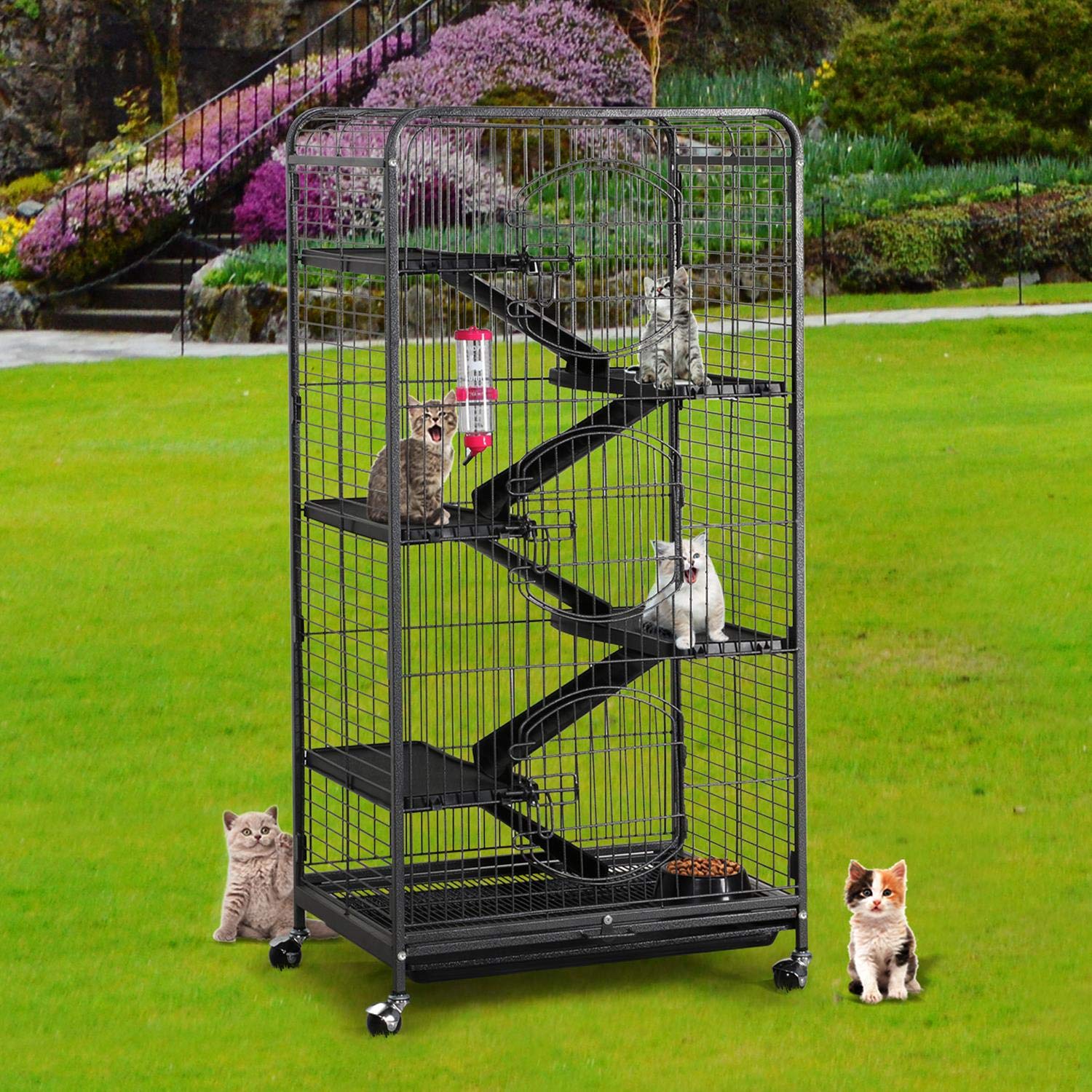 6-Level Metal Ferret Cage Playpen for Rabbits, Chinchillas & Squirrels - 25.2
