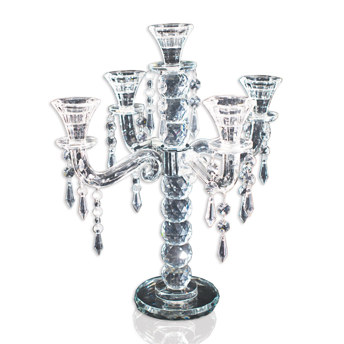 Elegant Anderson's 14-Inch Five-Candle Crystal Candelabra - Perfect Wedding Table Centerpiece for Romantic Dinners & Home Decor