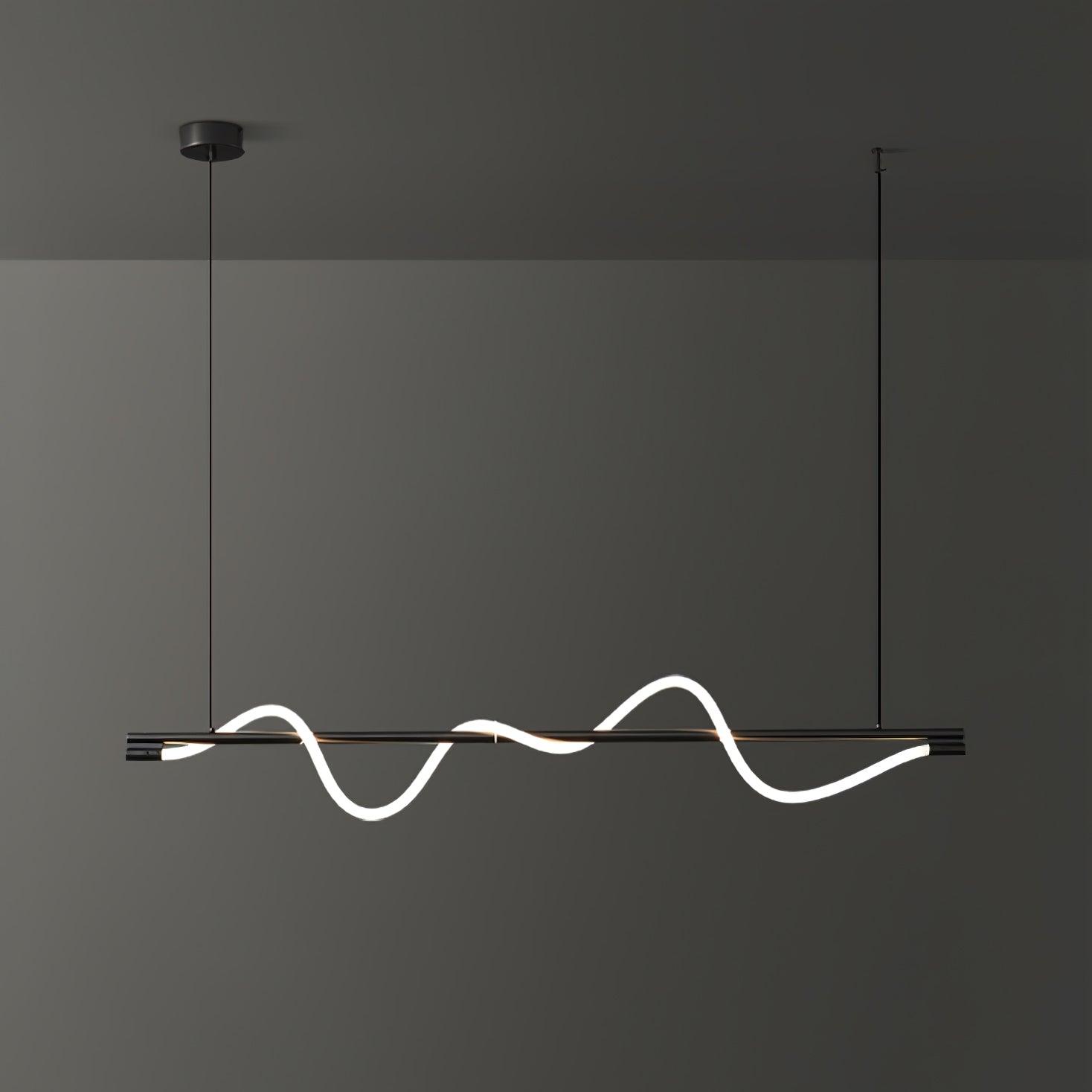 Modern Linear Curve Island Pendant Lamp - Sleek Hanging Light Fixture for Kitchen, Dining Room & Living Room - Perfect for Home Decor & Interior Design