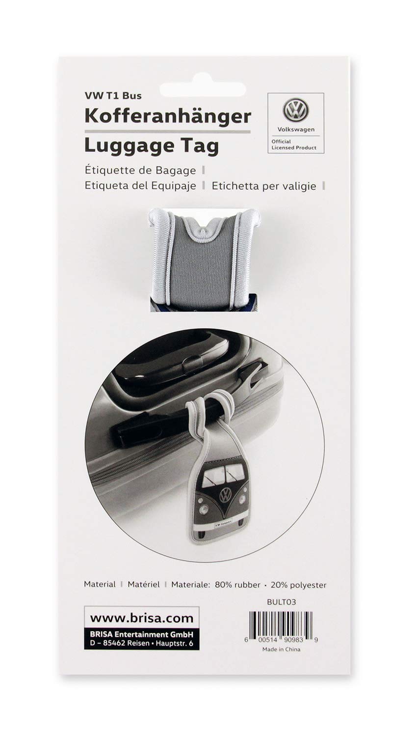 BRISA VW Collection - Vintage Volkswagen T1 Bus Campervan Design Luggage Tag & Travel Label (Red & Black) - Perfect for Suitcases, Backpacks & Travel Accessories Identification