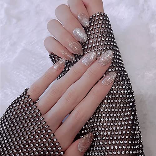 24pcs Fake Nails with Glue - Removable Cat Eye False Nails, Full Cover Nail Tips for Manicure - Perfect for Parties, Weddings & Special Occasions