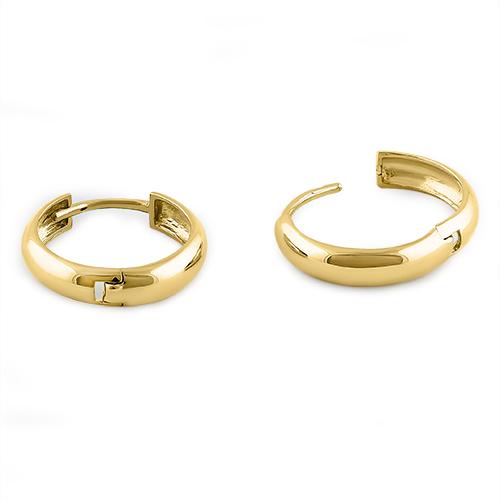 14K Yellow Gold 4mm x 12mm Plain Hoop Earrings for Women - Classic Simple Circle Earrings for Everyday Wear, Gift Giving & Special Occasions