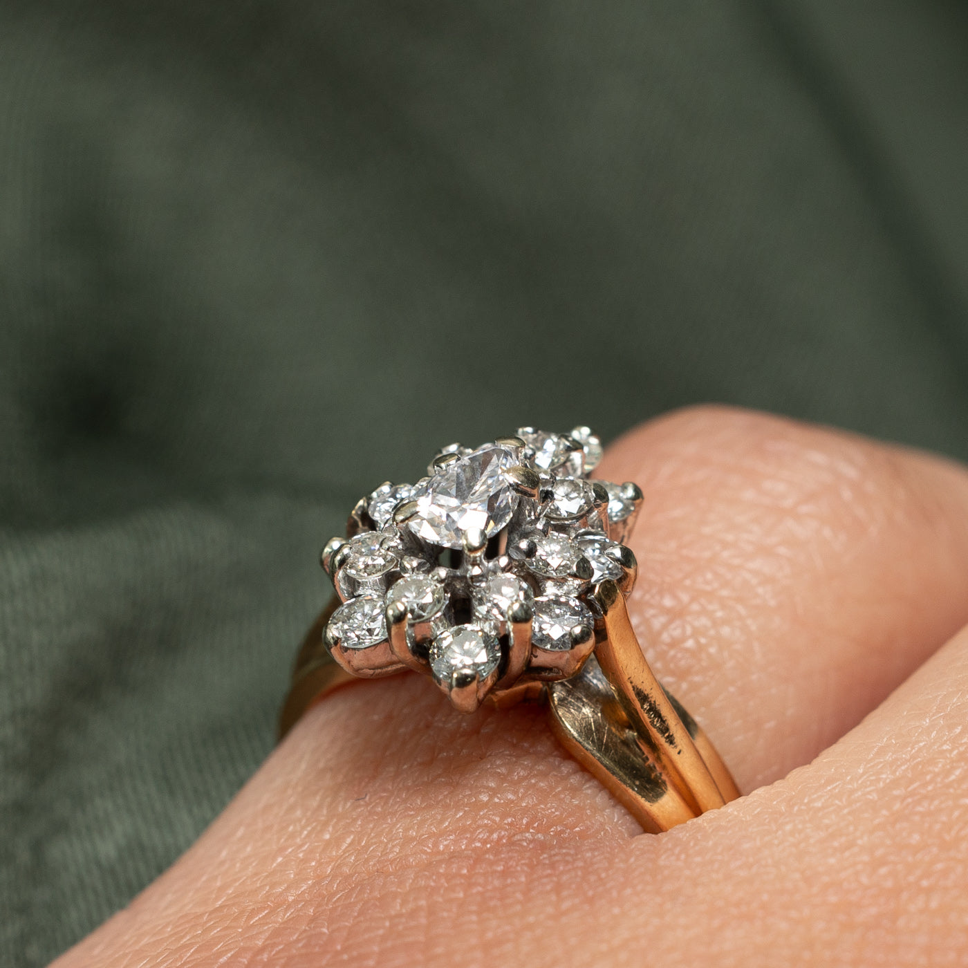 Pear Cut Diamond Cluster Ring | 0.30ct 0.78ctw | Size 6 | Elegant Wedding, Engagement & Anniversary Jewelry Gift for Her