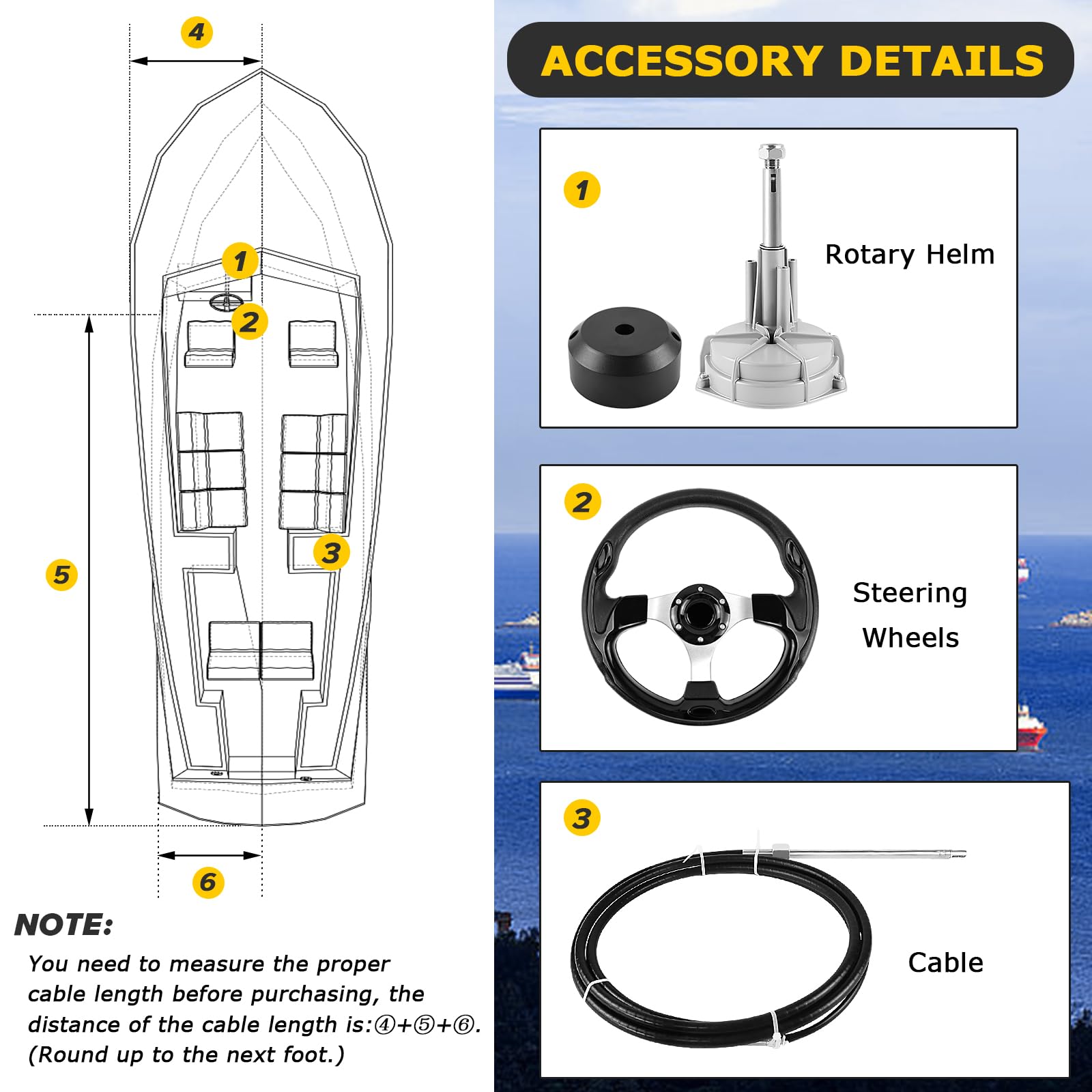 **10ft Boat Steering System Kit - 3/4