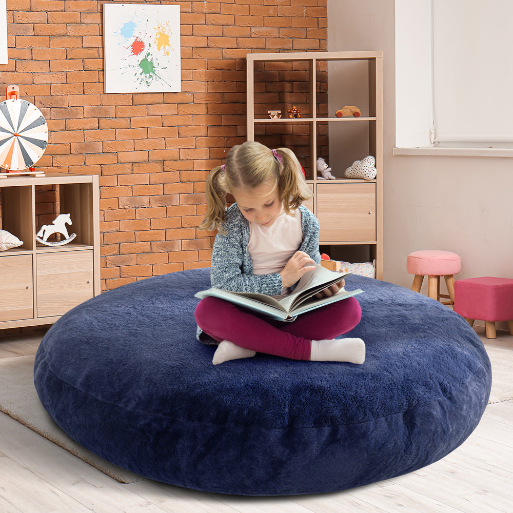 MAXYOYO 2-in-1 Kids Bean Bag Bed & Chair - Convertible Floor Cushion for Playroom, Nursery or Dorm (Blue) - Perfect for Lounging, Reading & Sleepovers