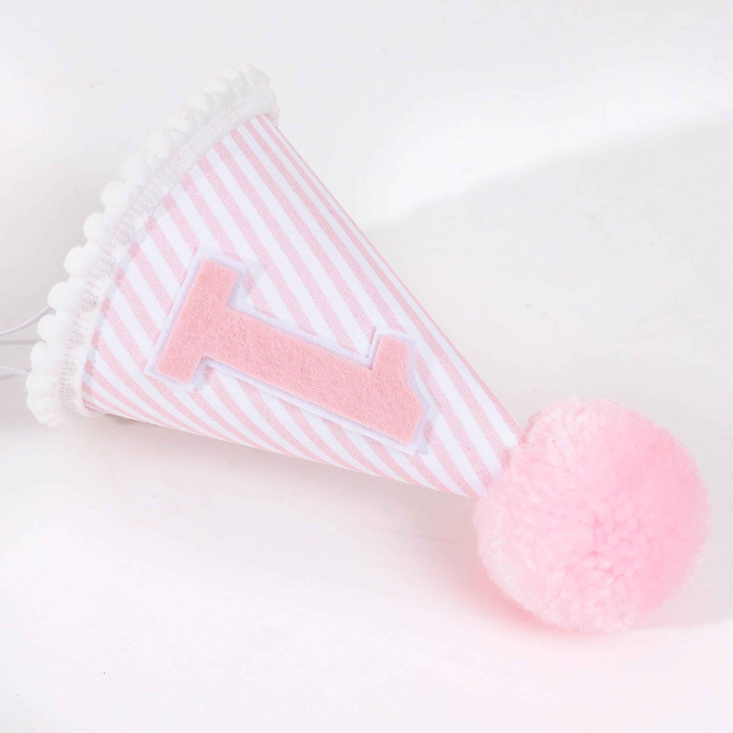Pink & White First Birthday Party Hat for Girls - 1st Birthday Crown with Photo Props, Baby Shower Decorations, and Dress Up Accessories | Perfect for Birthday Parties, Photo Shoots, and Special Celebrations