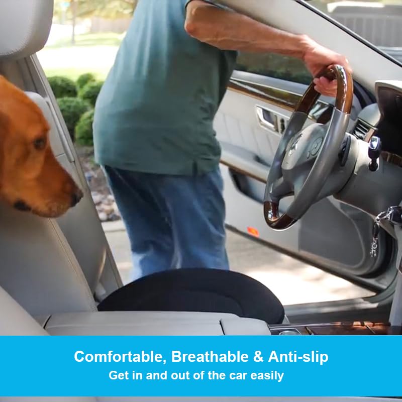 360° Rotating Car Seat Cushion for Elderly - Non-Slip Swivel Cushion for Comfort & Support - Perfect for Long Drives, Office Chairs & Wheelchair Use (Black)