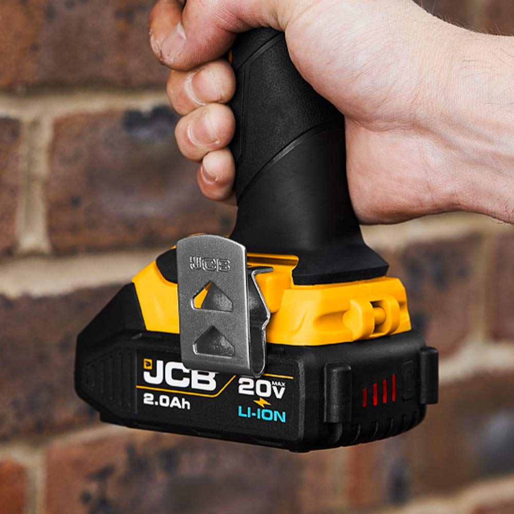 JCB 20V 2.0Ah Lithium-Ion Battery with Charge Indicator - Compatible with JCB 20V Power Tools (Drill, Jigsaw, Circular Saw) - Perfect for DIY Projects, Construction Work & Home Renovations