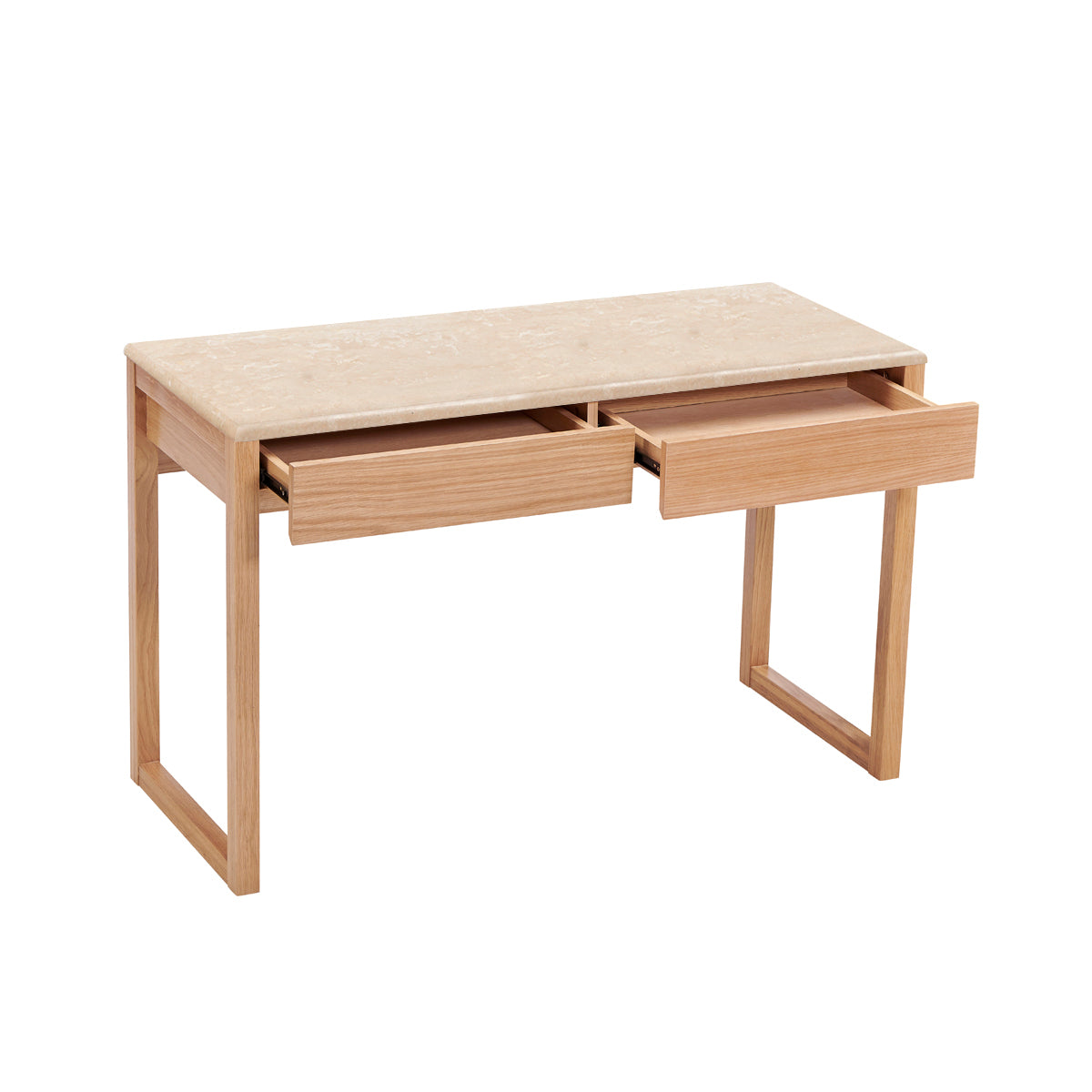 Premium Avalon Office Desk - Solid Oak & Travertine Top - Modern Executive Workstation for Home Office, Study Room, or Corporate Workspace