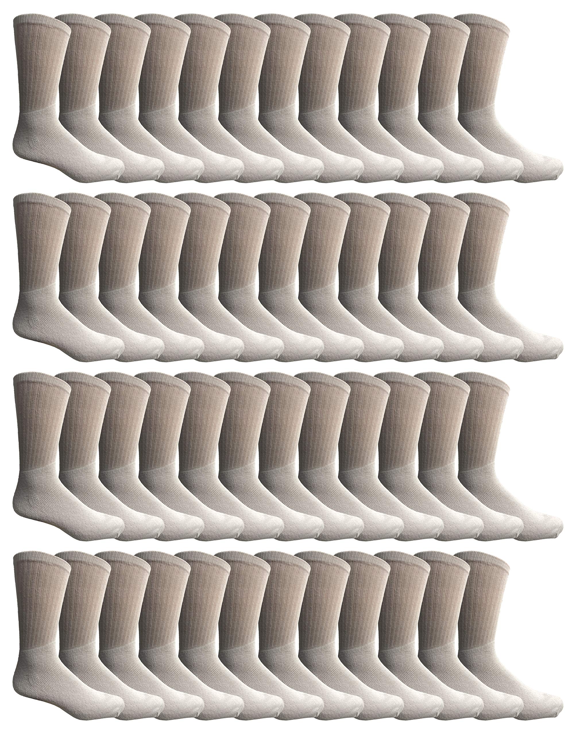 Yacht & Smith 48 Pack Men's Cotton Crew Socks - Heavy Duty Comfort Socks for Everyday Wear, Work & Sports - Perfect for Donations, Sock Drives & Charity Events