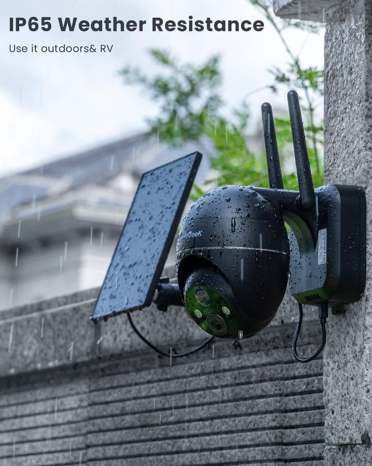 ieGeek 2K Wireless Solar Security Camera Outdoor - 360° PTZ WiFi CCTV with 5200mAh Battery, PIR Motion Detection, 355° Pan & 120° Tilt - Perfect for Home Surveillance, Yard Monitoring, and Property Protection