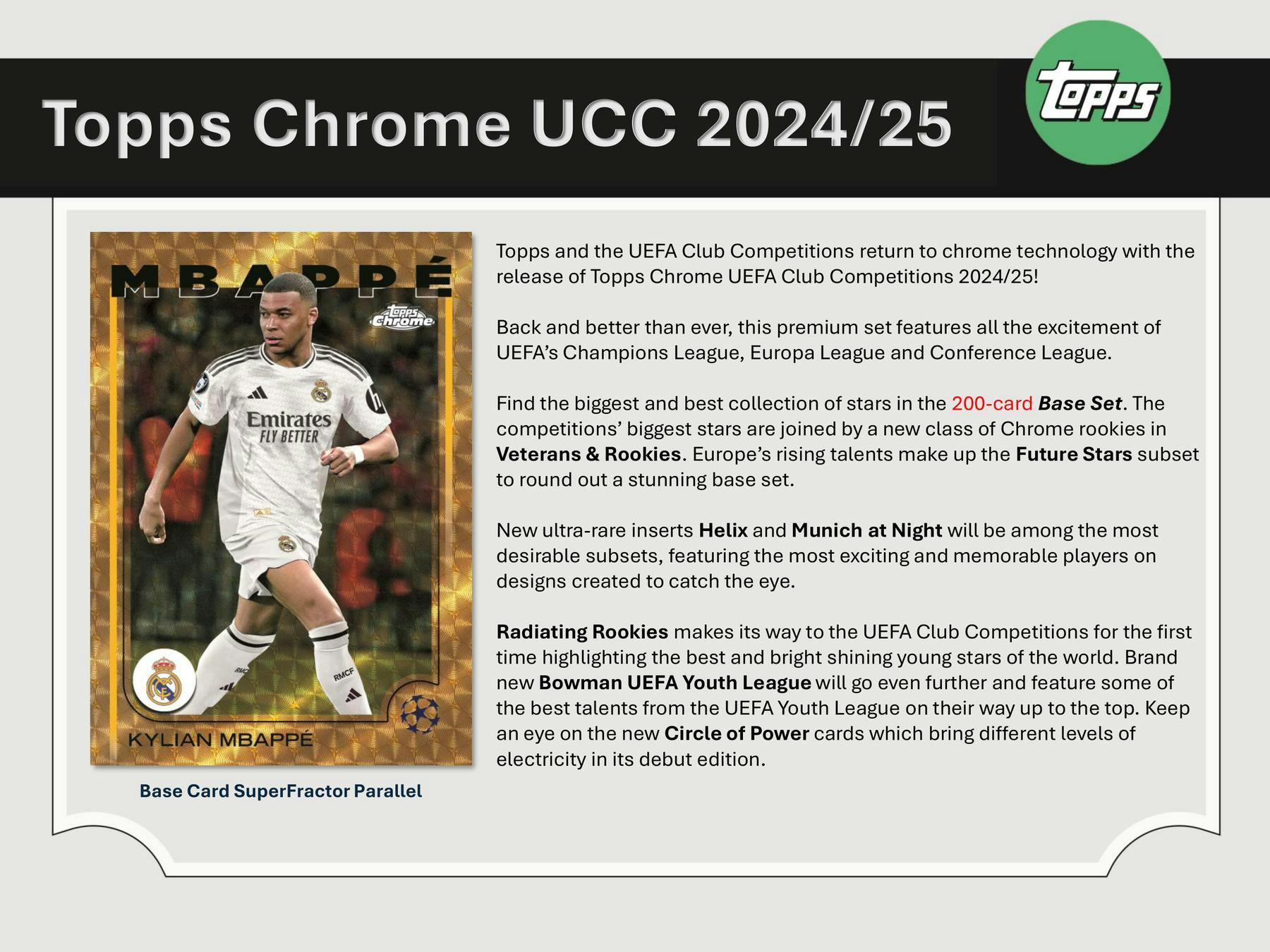 2024-2025 Topps Chrome UEFA Club Competitions Soccer Hobby Box - Premium Soccer Trading Cards for Collectors & Fans - Perfect for Sports Memorabilia Collections & Fantasy League Enthusiasts