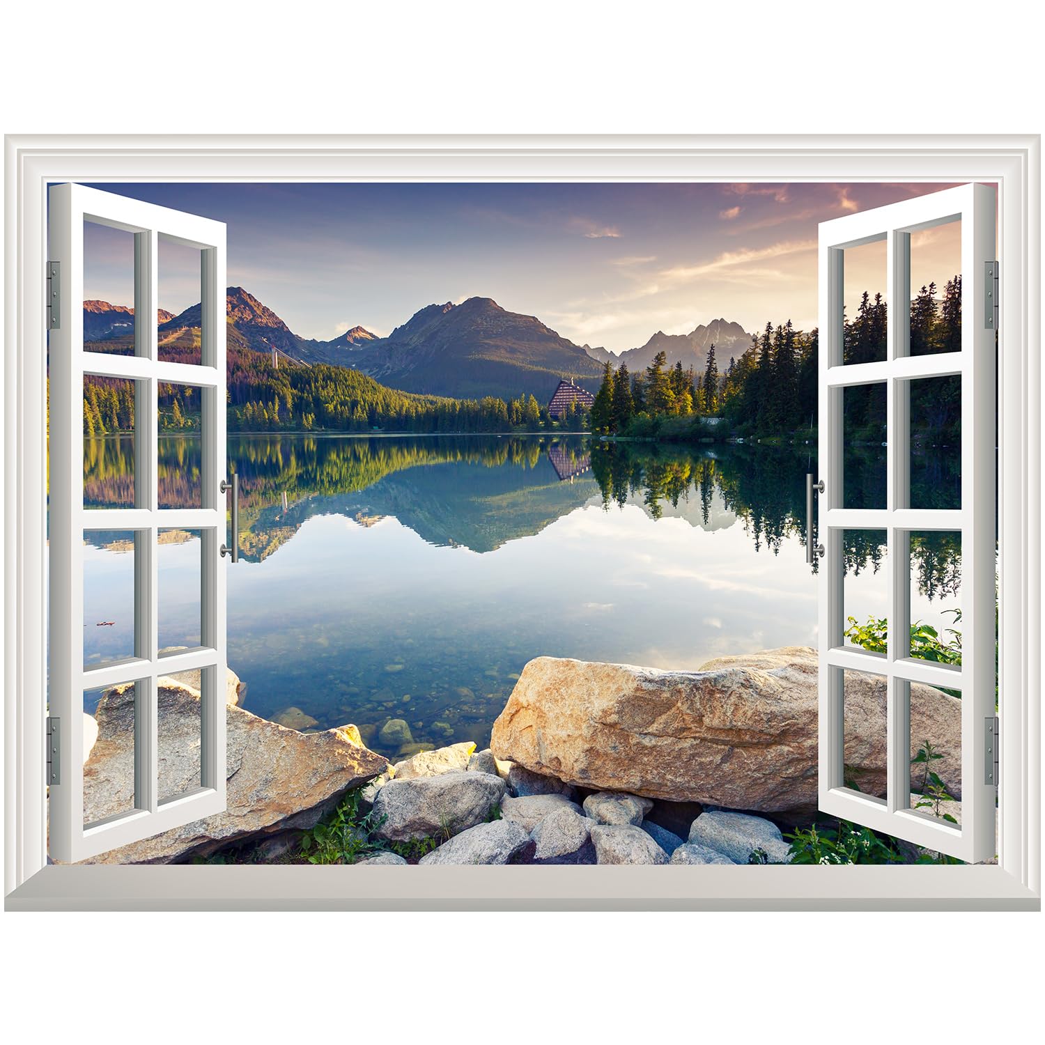 Wall26 Removable Wall Sticker - Autumn Lake View Mural, 24