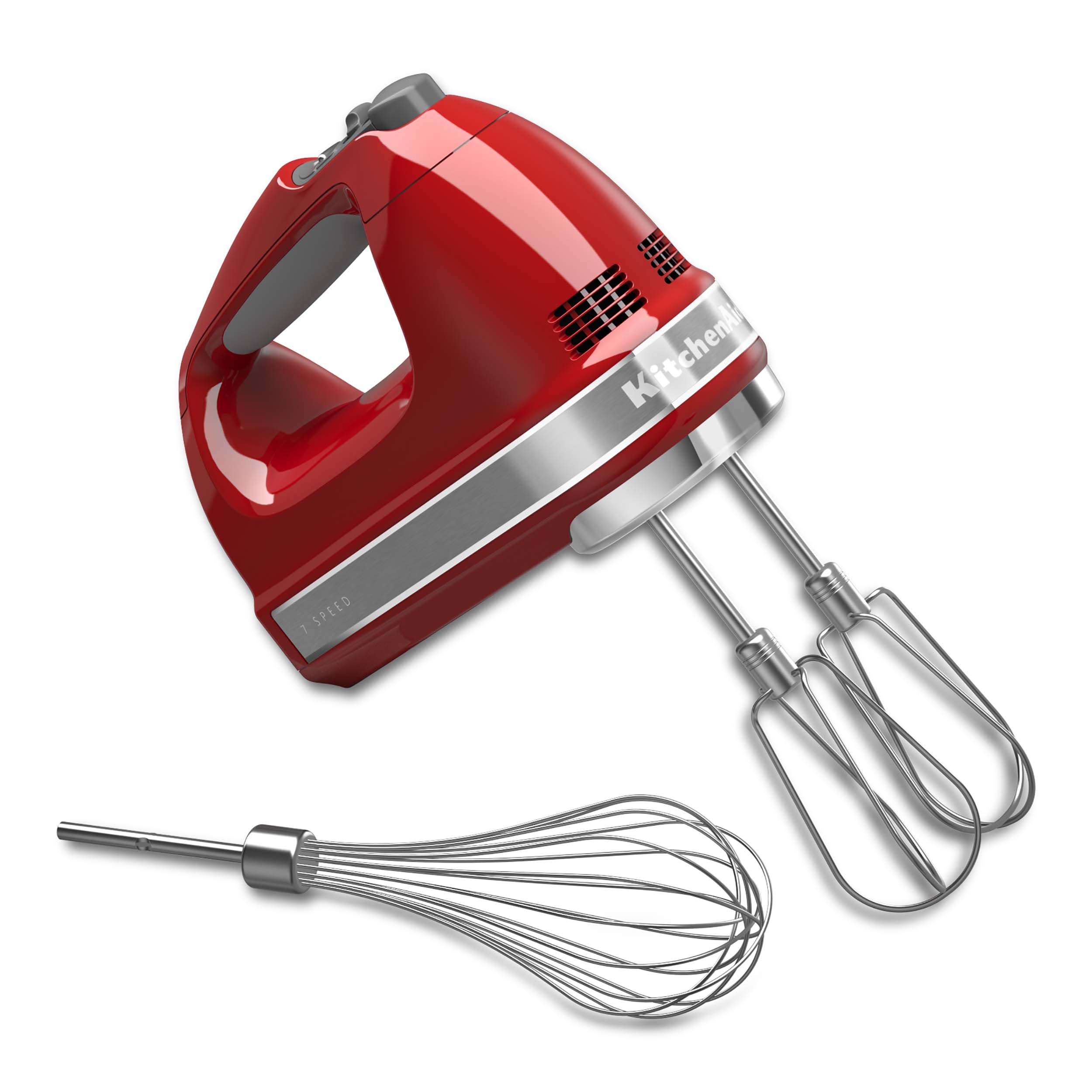 KitchenAid KHM7210 7-Speed Hand Mixer - Powerful 250W Electric Handheld Mixer with Dough Hooks & Whisks - Perfect for Baking Cakes, Cookies & Dough - Empire Red Stand Mixer for Home Kitchen & Professional Use