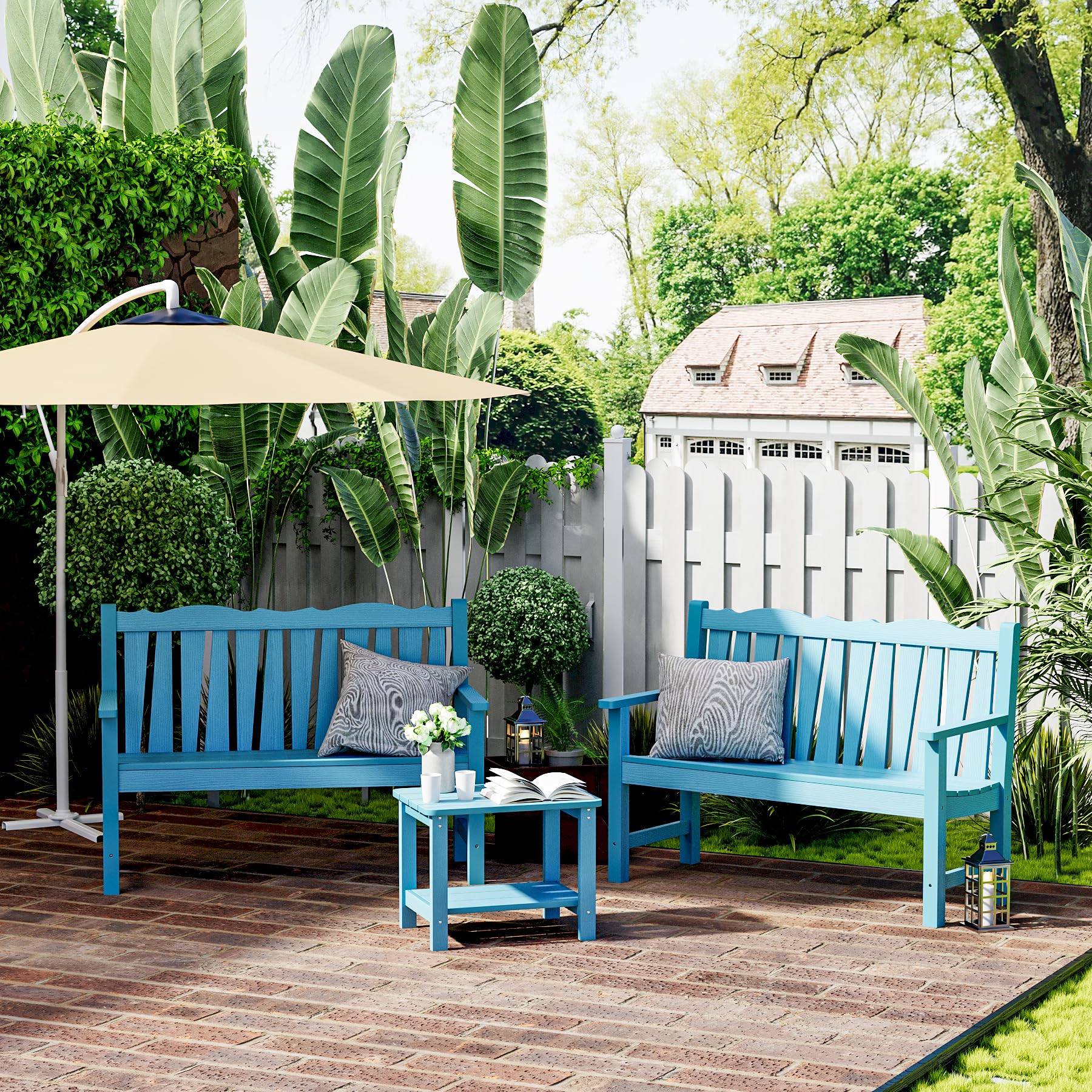 **Weatherproof Outdoor Bench for 2 People - Heavy Duty 800lbs Capacity All-Weather HIPS Patio Bench - Rust & Fade Resistant - Perfect for Garden, Porch, Backyard, Park & Outdoor Relaxation**