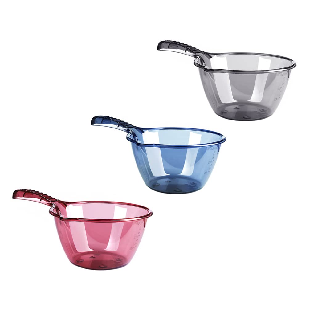 3-Pack Plastic Water Scoop Bath Ladle - Hair Washing & Shampoo Rinse Cup for Bathroom & Kitchen - Perfect for Bathing Pets, Washing Hair, and Kitchen Measuring