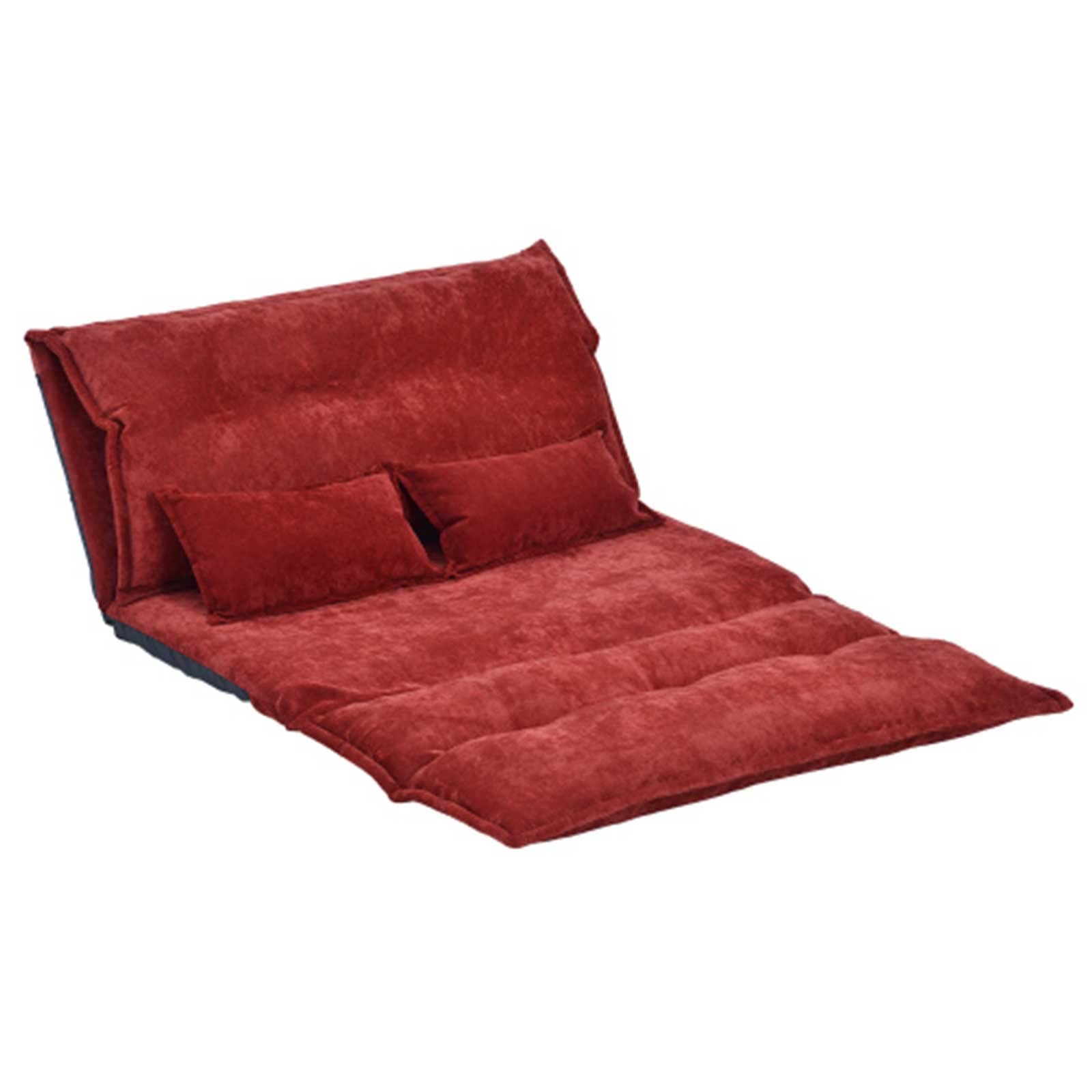 BYEHAV Adjustable Lazy Sofa Bed - Foldable Floor Mattress Futon Couch with 2 Pillows for Living Room, Bedroom, Gaming & Lounge (Beige, Red, Black) - Perfect for Small Spaces, Movie Nights & Video Gaming