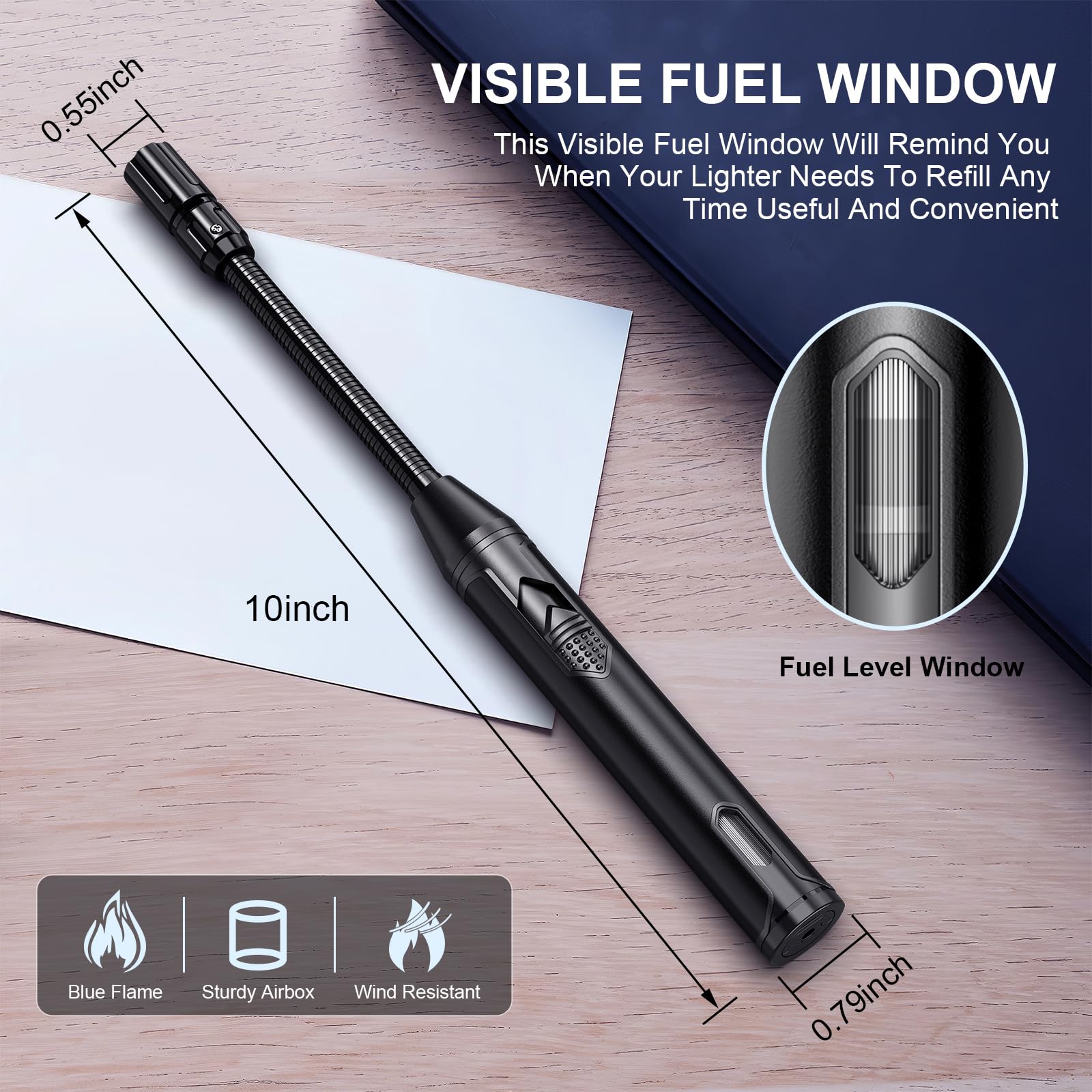 Refillable Butane Torch Lighter with Flexible Neck for BBQ, Camping & Kitchen Use