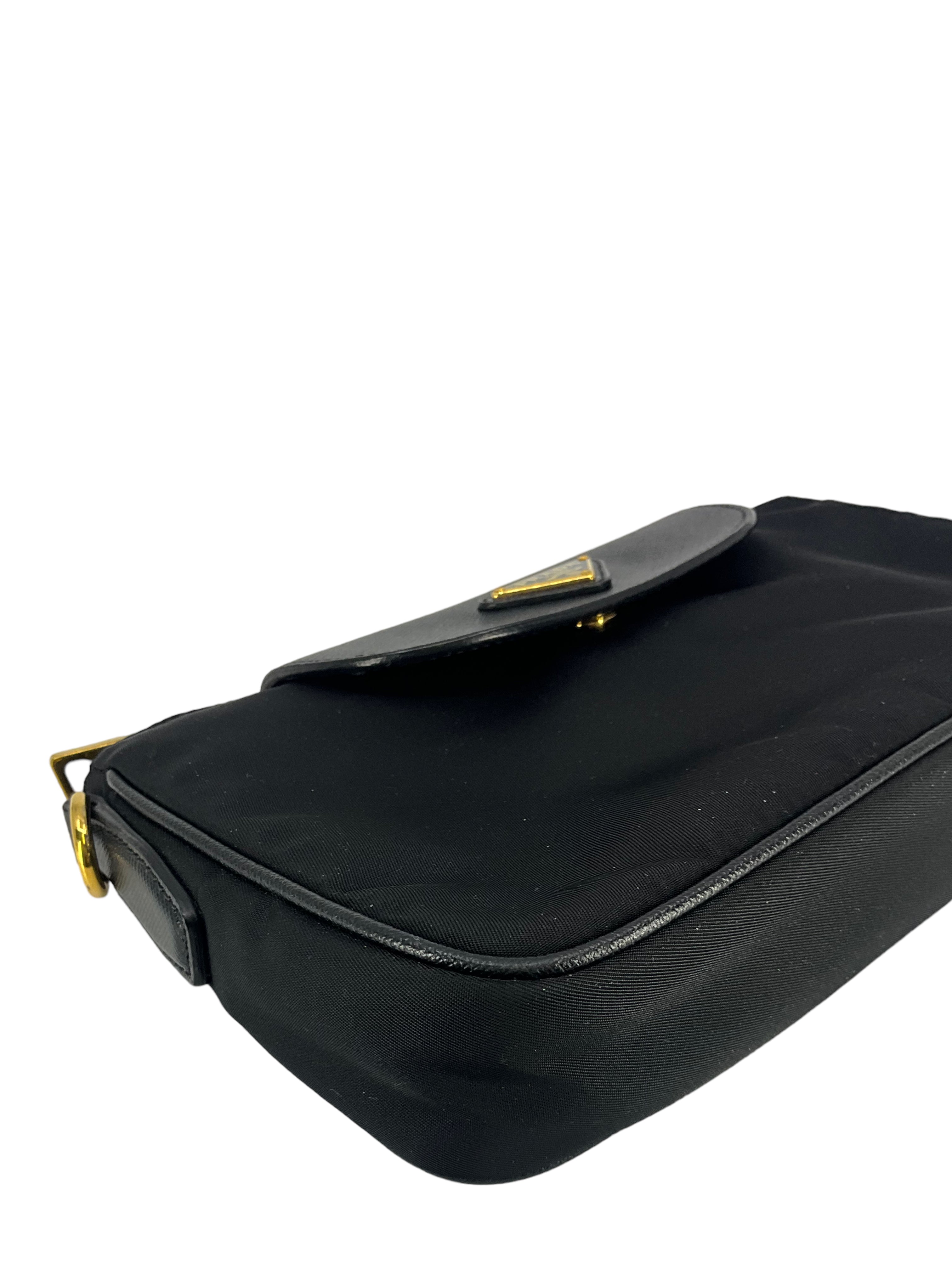 Prada Tessuto Nylon Saffiano Trim Clutch Bag for Women | Luxury Designer Handbag | Perfect for Evening Parties, Weddings & Special Occasions