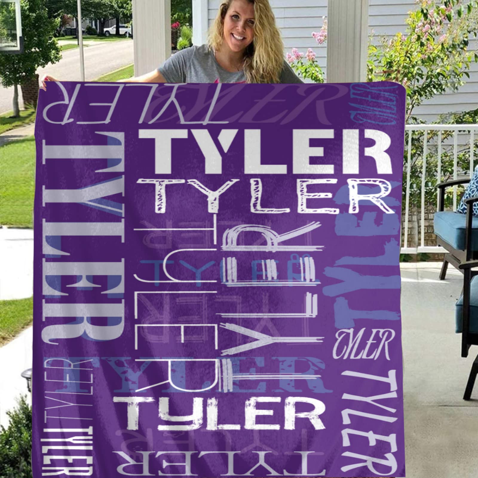 Dr.TOUGH Personalized Name Blanket - Customized Fleece Throw with Embroidery for Adults & Kids (60×80