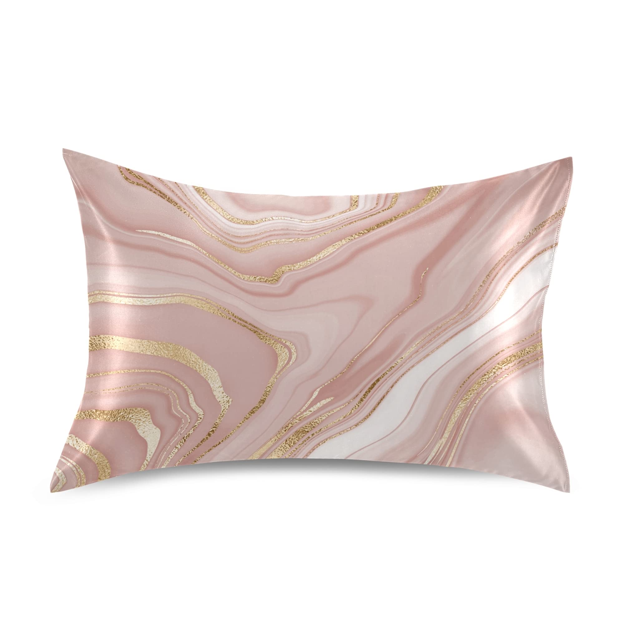 Rose Gold Satin Pillowcase for Hair & Skin Care - 20x26 Inch Silk Pillow Case with Envelope Closure, Hypoallergenic & Anti-Frizz (1PC) - Perfect for Beauty Sleep, Travel & Home Decor