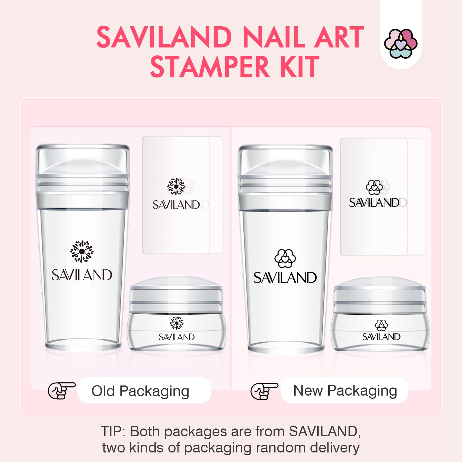 Saviland French Tip Nail Stamp Kit - 4PCS Clear Silicone Nail Art Stamper with Scrapers for DIY French Manicure | Long & Short Jelly Stampers for Home Salon & Professional Nail Designs | Perfect for Beginners & Nail Art Enthusiasts