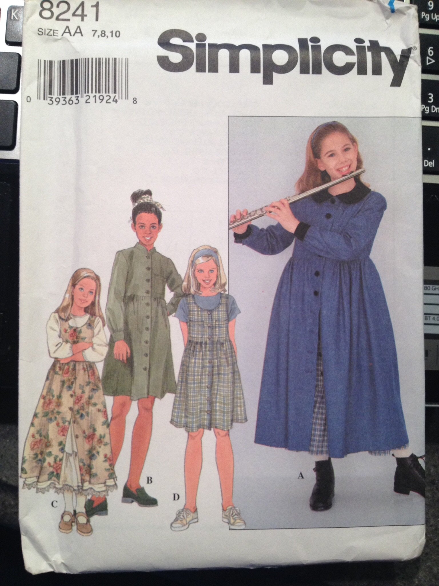 Simplicity 8241 Girls' Dress with Jumper & Petticoat - Size AA 7,8,10 - Perfect for School, Parties & Special Occasions