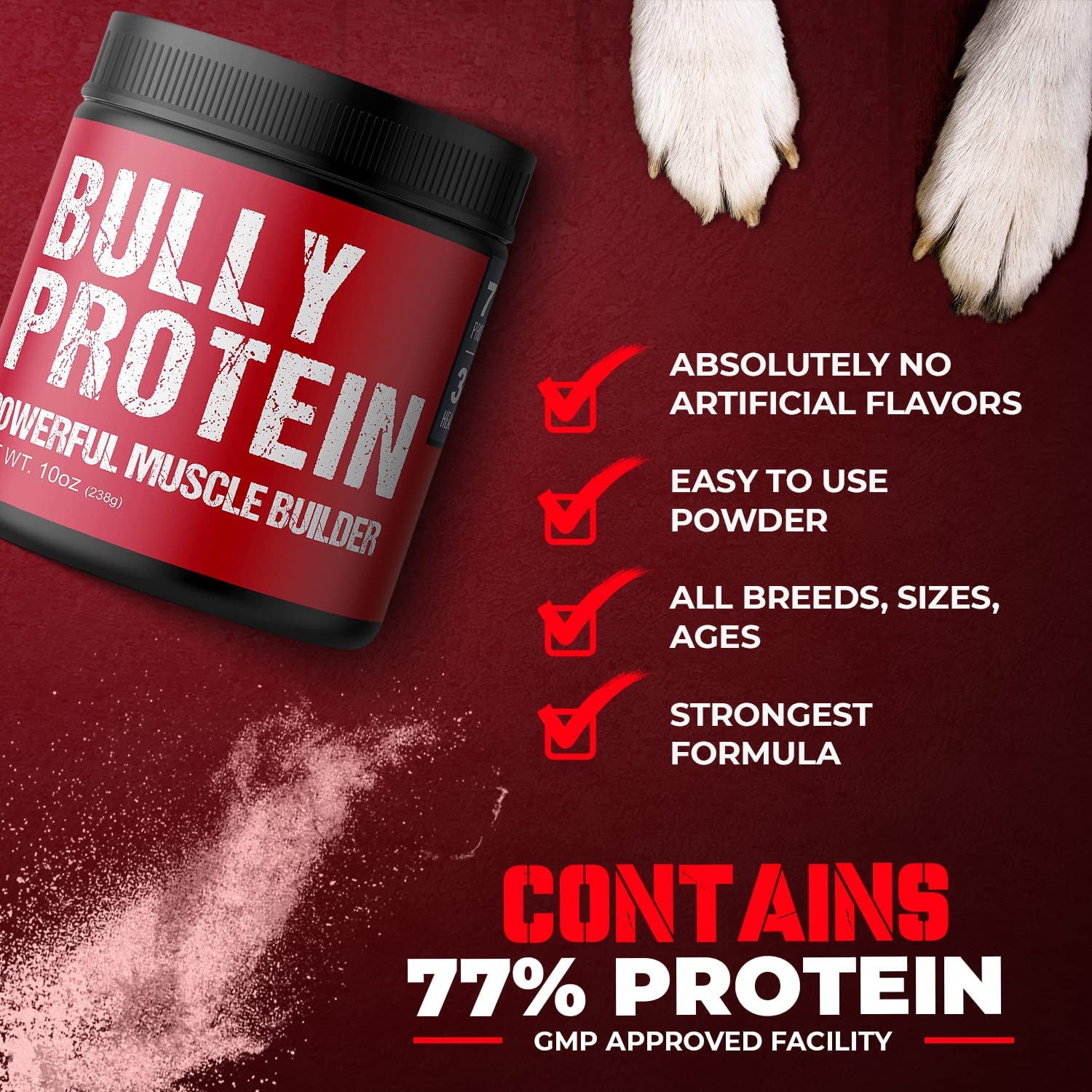 Premium Bulk EM' UP! High-Protein Real Meat Muscle Builder for Pitbulls & Dogs | 283mg Pure Protein Powder for Fast Muscle Gains | Daily Supplement for Bully Breeds, 30-Day Supply (60 Servings) – Ideal for Training, Recovery & Active Canine Lifestyles