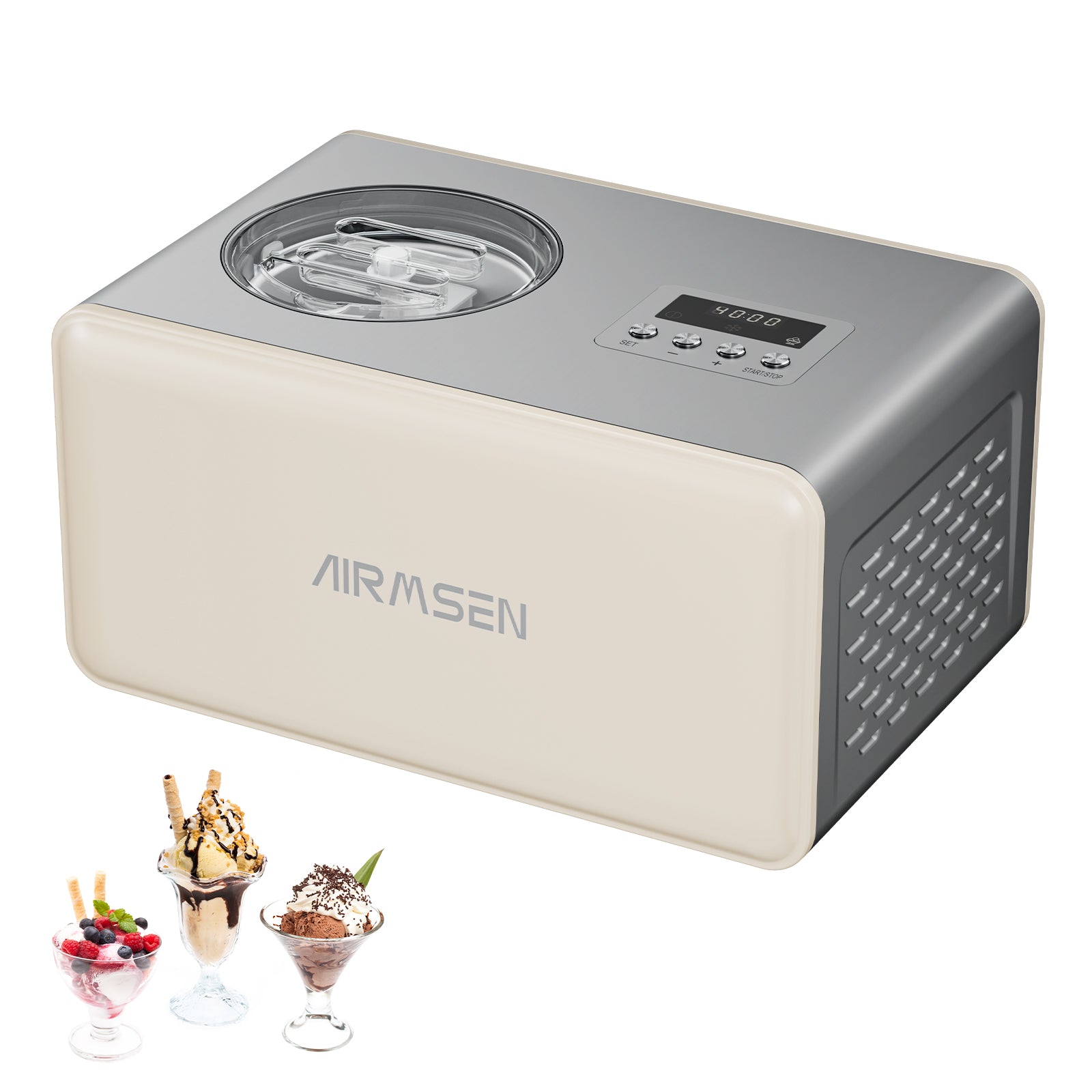 2.1 Qt Automatic Ice Cream Maker with Built-in Compressor - No Pre-Freezing Needed, LED Display & Timer - Perfect for Home, Parties, and Dessert Shops