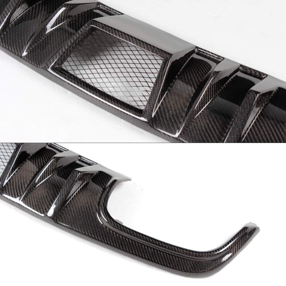 IKON MOTORSPORTS Rear Diffuser for 2008-2011 Mercedes-Benz C Class W204 C63 | Matte Carbon Fiber & FRP R-Style Rear Bumper Lip Spoiler Wing | 2009 2010 Model Year | Enhance Aerodynamics & Sporty Look for Street Racing & Car Shows