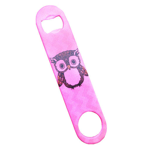 Mr. Owl Neon Pink Glitter Kolorcoat™ Beer Bottle Opener - Bar Accessories for Parties, Home & Outdoor Use - Unique Gift for Beer Lovers
