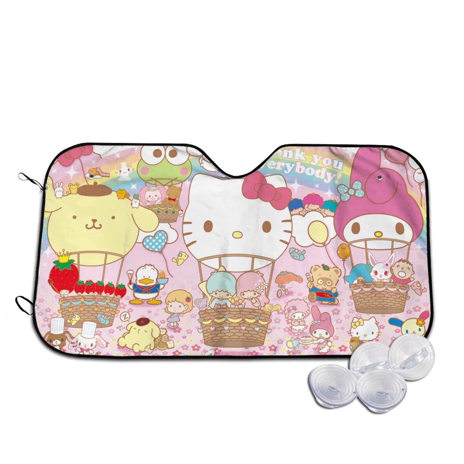 Tinwyde Pink Kitty Car Windshield Sun Shade - 27.5x51 Inch UV Protection Sunshade Cover for Cars, Trucks & SUVs | Cute Cat-Themed Car Accessories for Summer & Road Trips