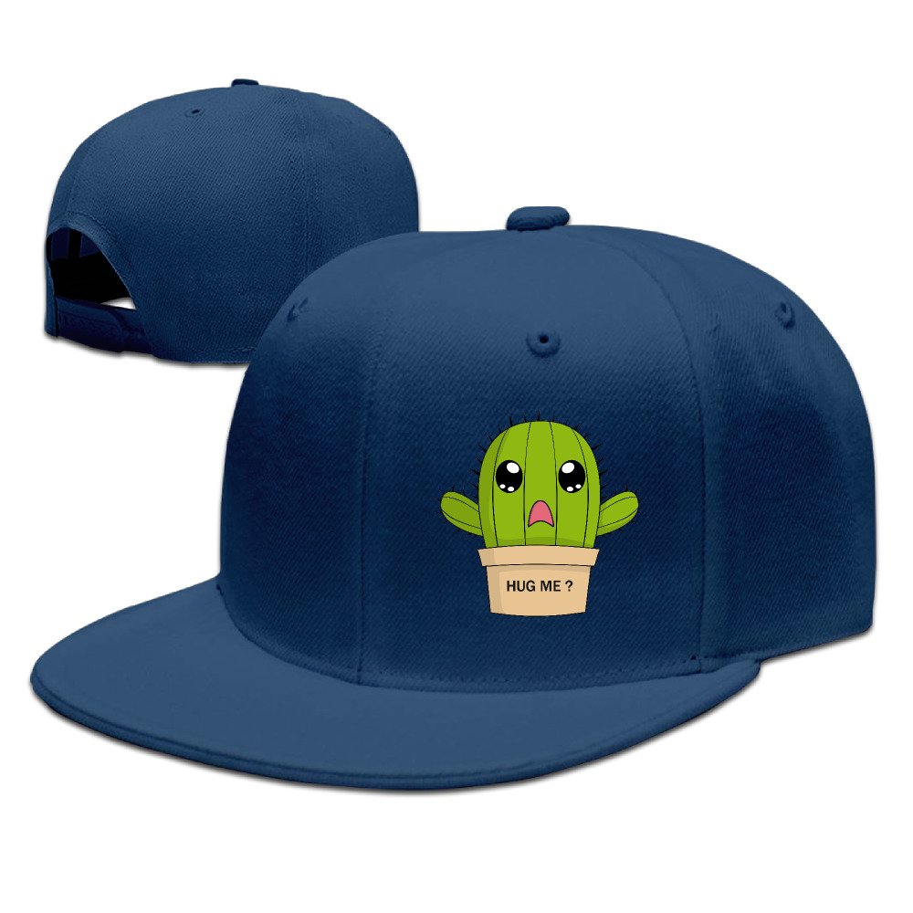 Unisex Hug Cactus Baseball Cap - Adjustable Flat Brim Hat for Men & Women - Navy Blue - Perfect for Outdoor Activities, Beach, Hiking & Casual Wear