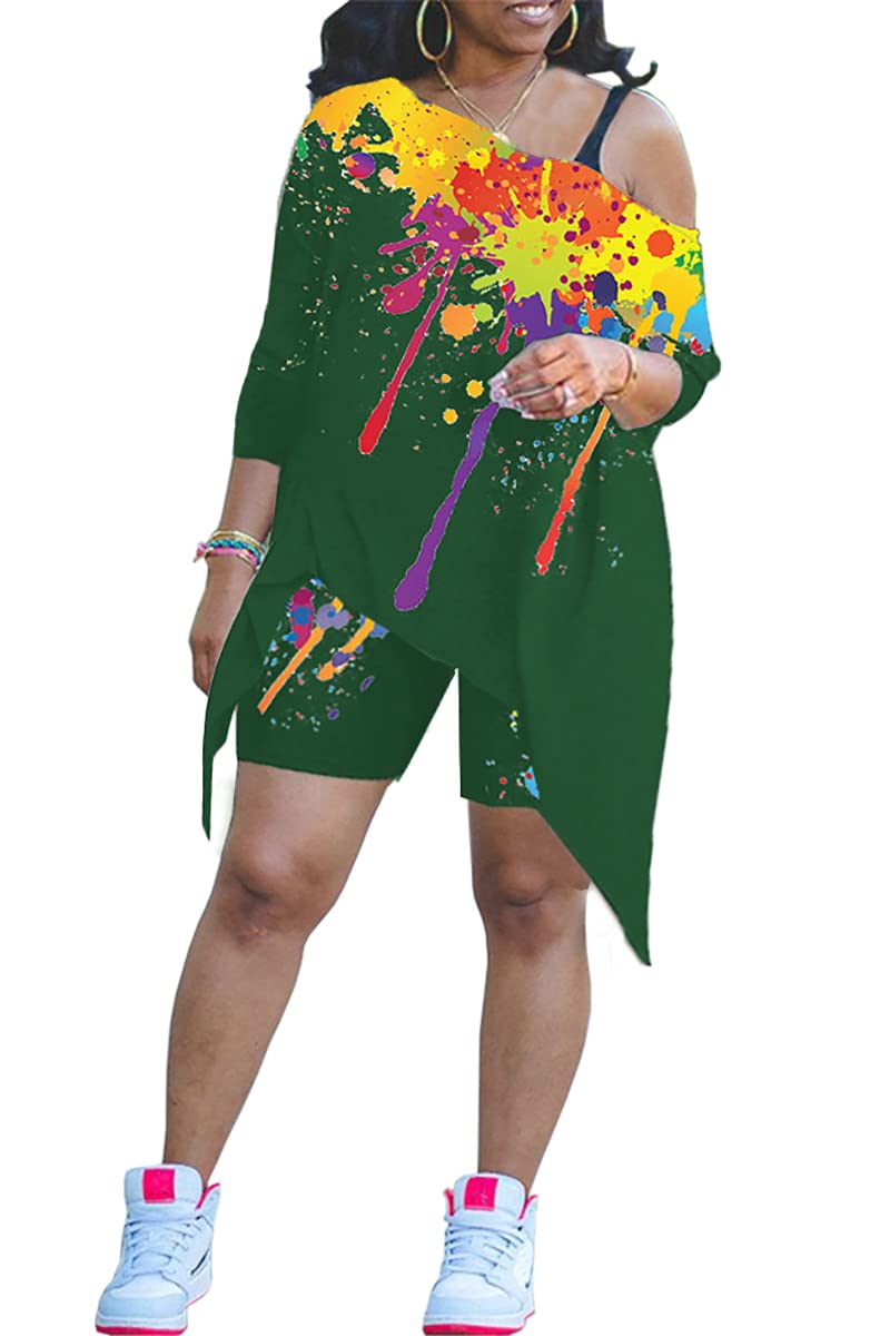 WOKANSE Women's 2023 Summer 2 Piece Outfit - Off Shoulder Crop Top & High Waist Bodycon Shorts Set | Casual Tracksuit for Beach, Party & Streetwear Fashion