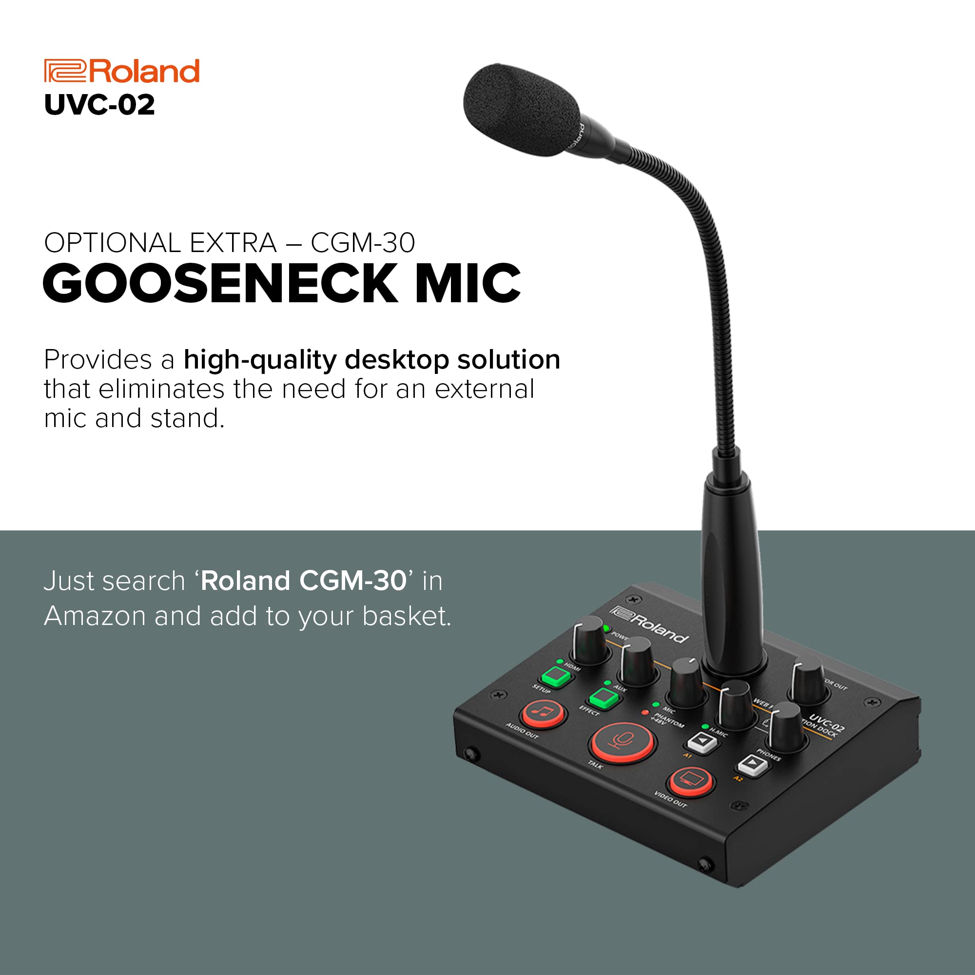 ROLAND UVC-02 Web Presentation Dock - USB-C Hub for Camera & Microphone | Plug & Play Web Conferencing Device for Zoom, Teams, Skype | Perfect for Remote Work, Online Classes & Video Streaming (Black)