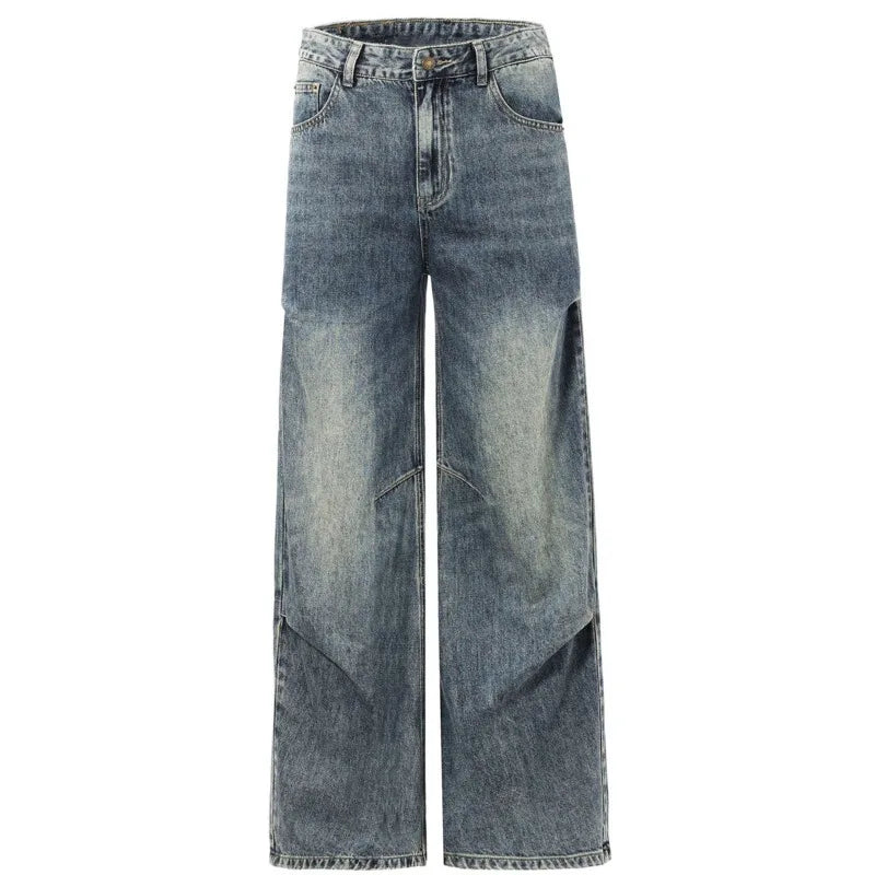 American Men's Baggy Wide Leg Jeans - Vintage Distressed Denim Pants for Streetwear & Summer Fashion | Casual Wear, Hip-Hop Style, Urban Outfits