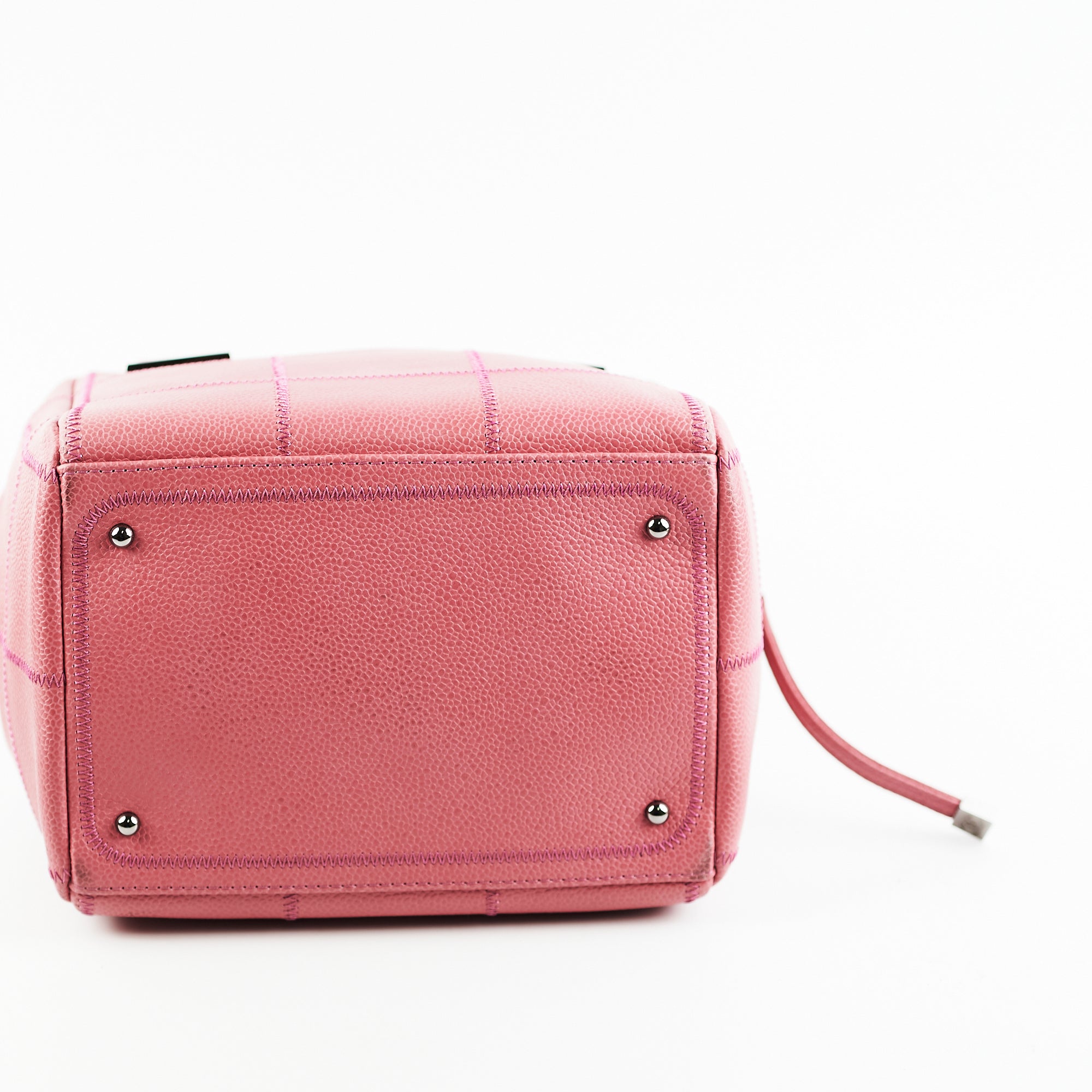 Chanel Caviar Square Stitch Bowler Bag in Pink | Luxury Designer Handbag for Women | Perfect for Parties, Weddings & Special Occasions