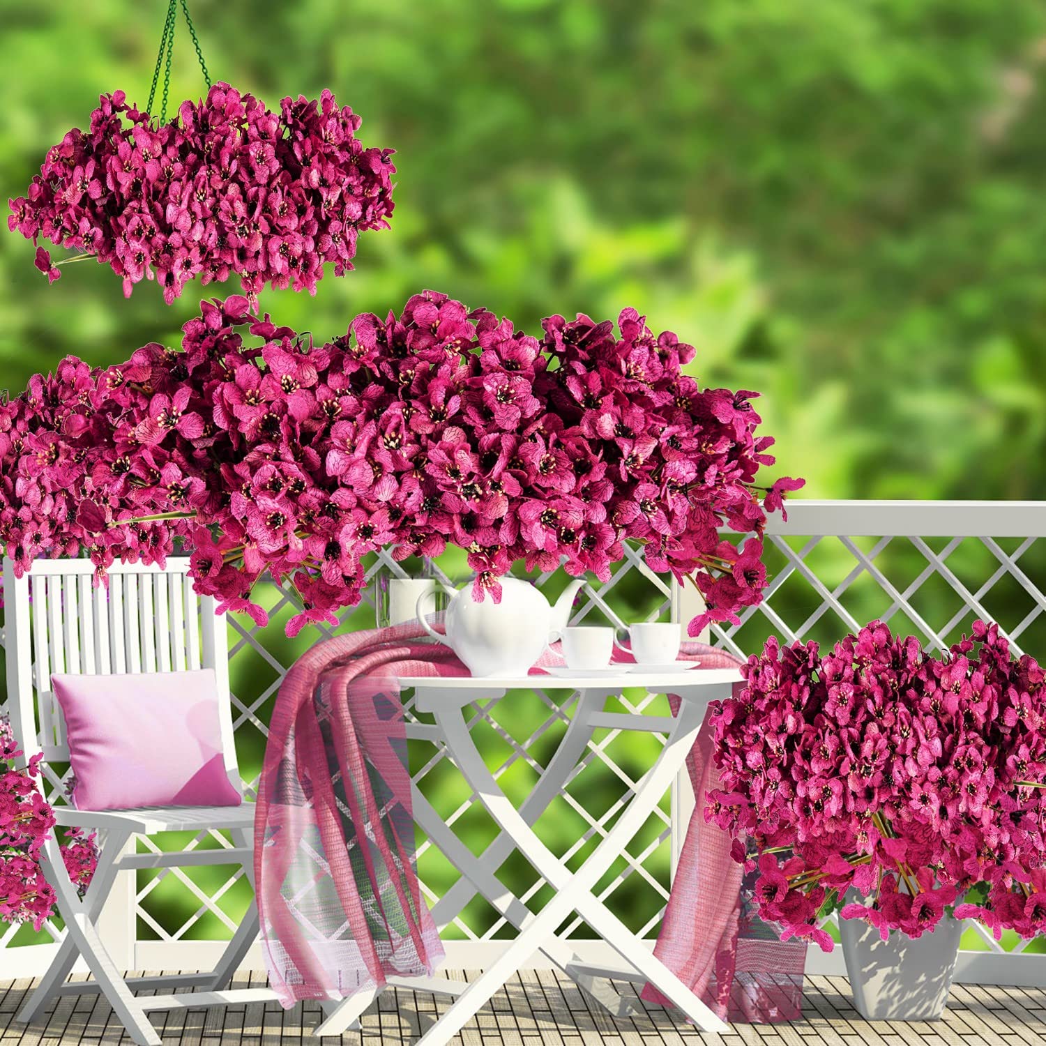 20 Bundles UV Resistant Artificial Flowers Outdoor Fake Roses - No Fade, Weatherproof for Patio, Porch, Window Box, Home, Wedding & Farmhouse Decor (Rose Red) | Perfect for Garden, Balcony, Centerpieces & DIY Crafts